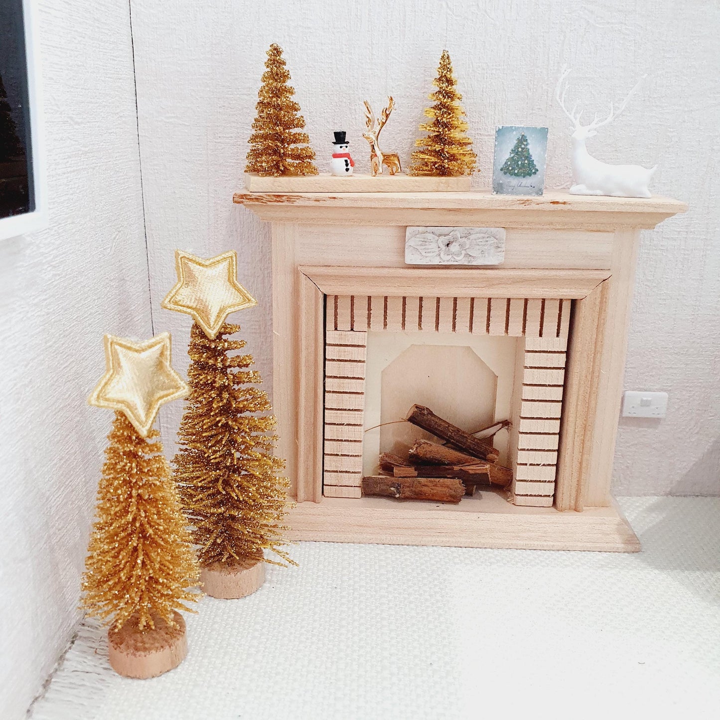 Dolls House Set of 2 Christmas Trees, Miniature Xmas Decoration, Holiday Dollhouse Tree, Festive Decor, 12th Scale