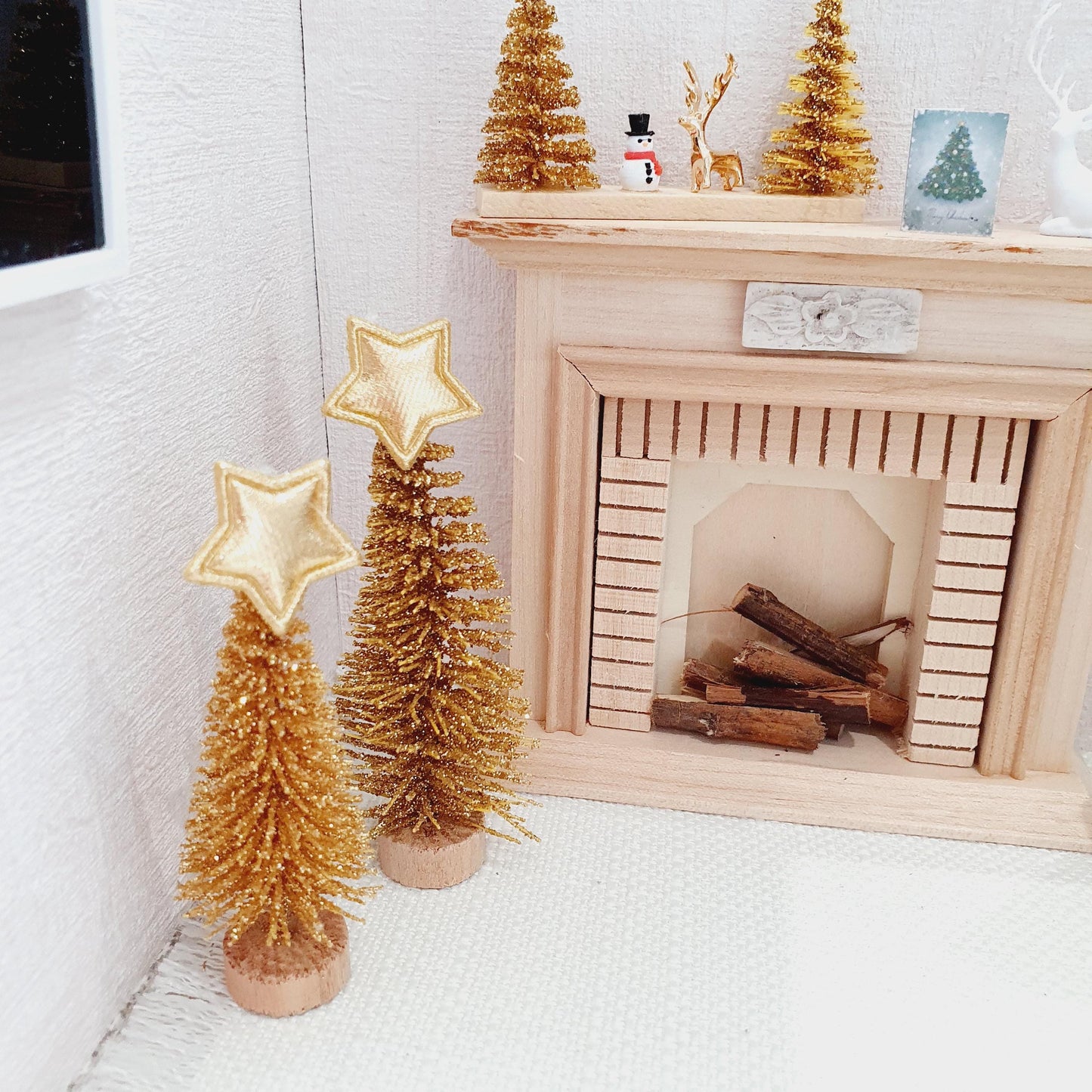 Dolls House Set of 2 Christmas Trees, Miniature Xmas Decoration, Holiday Dollhouse Tree, Festive Decor, 12th Scale