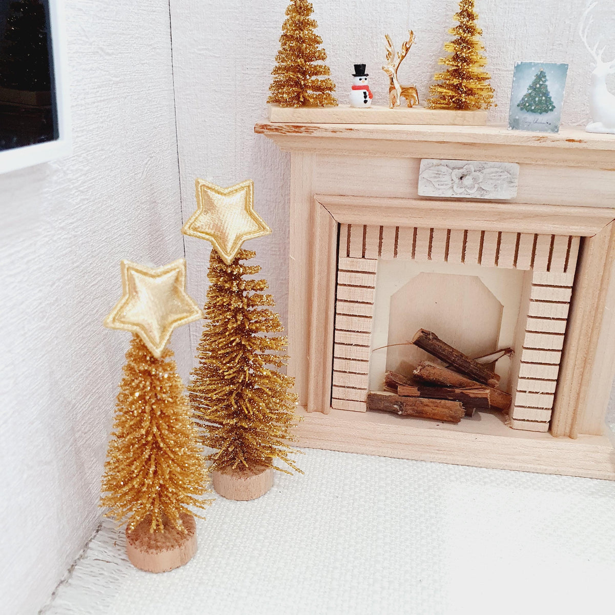Dolls House Set of 2 Christmas Trees, Miniature Xmas Decoration, Holiday Dollhouse Tree, Festive Decor, 12th Scale