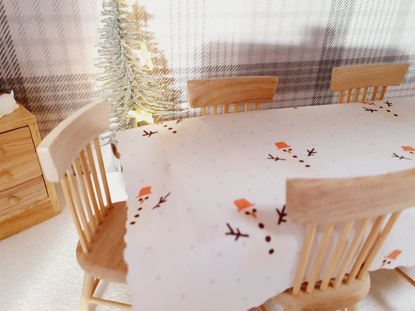 Dolls House Christmas Tablecloth, miniature tablecloth, Christmas Tablecloth, 12th scale