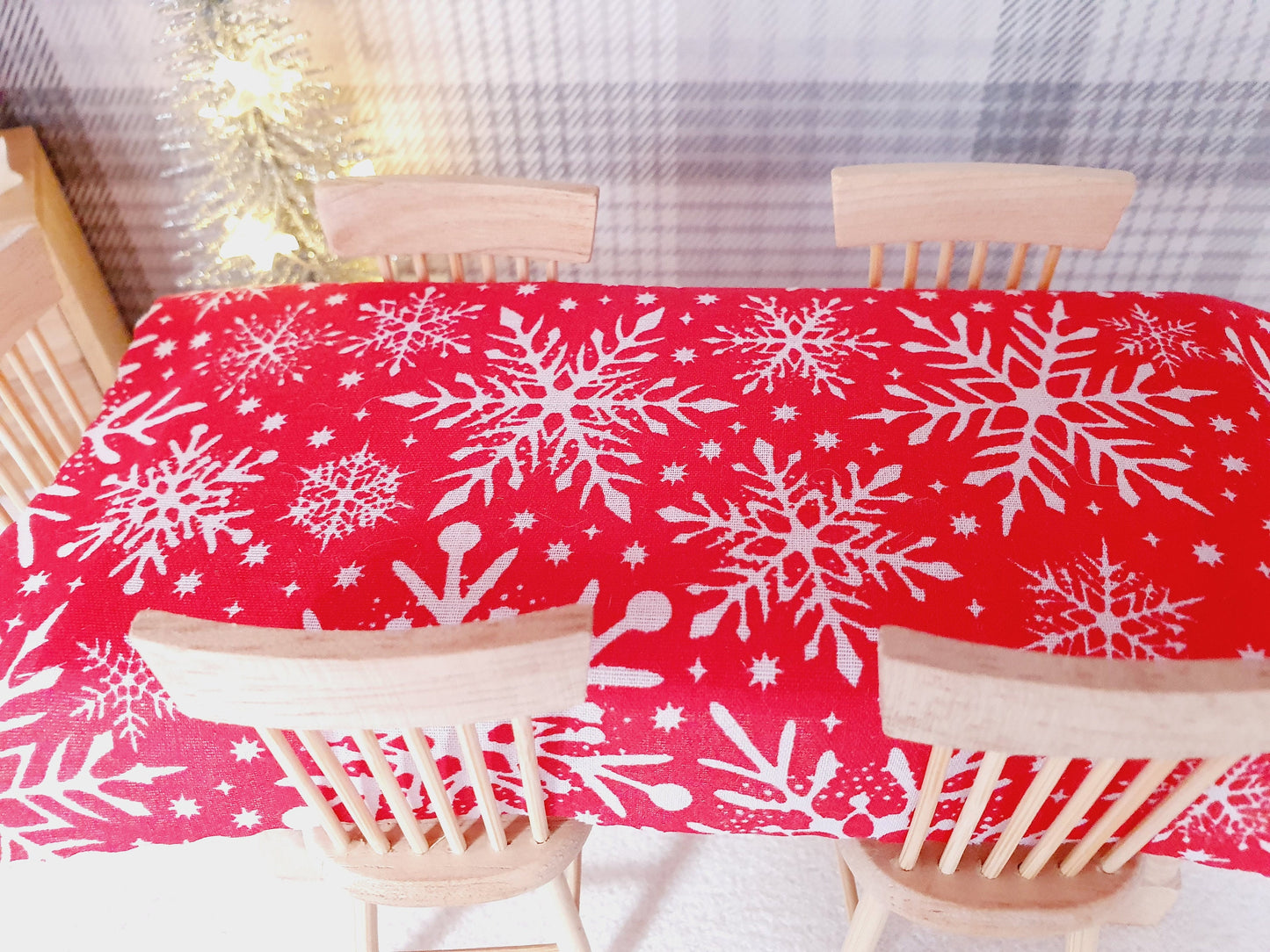 Dolls House Christmas Tablecloth, miniature tablecloth, Christmas Tablecloth, 12th scale