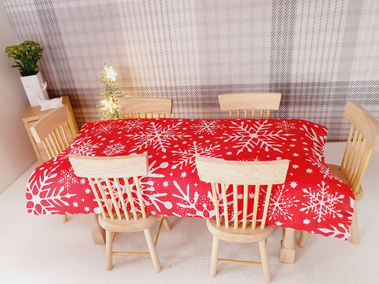 Dolls House Christmas Tablecloth, miniature tablecloth, Christmas Tablecloth, 12th scale