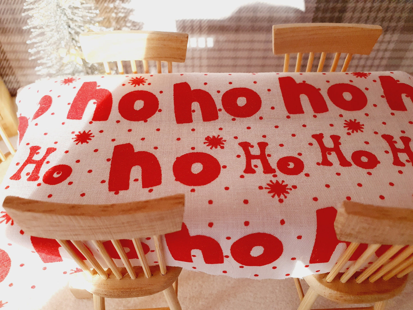 Dolls House Christmas Tablecloth, miniature tablecloth, Christmas Tablecloth, 12th scale