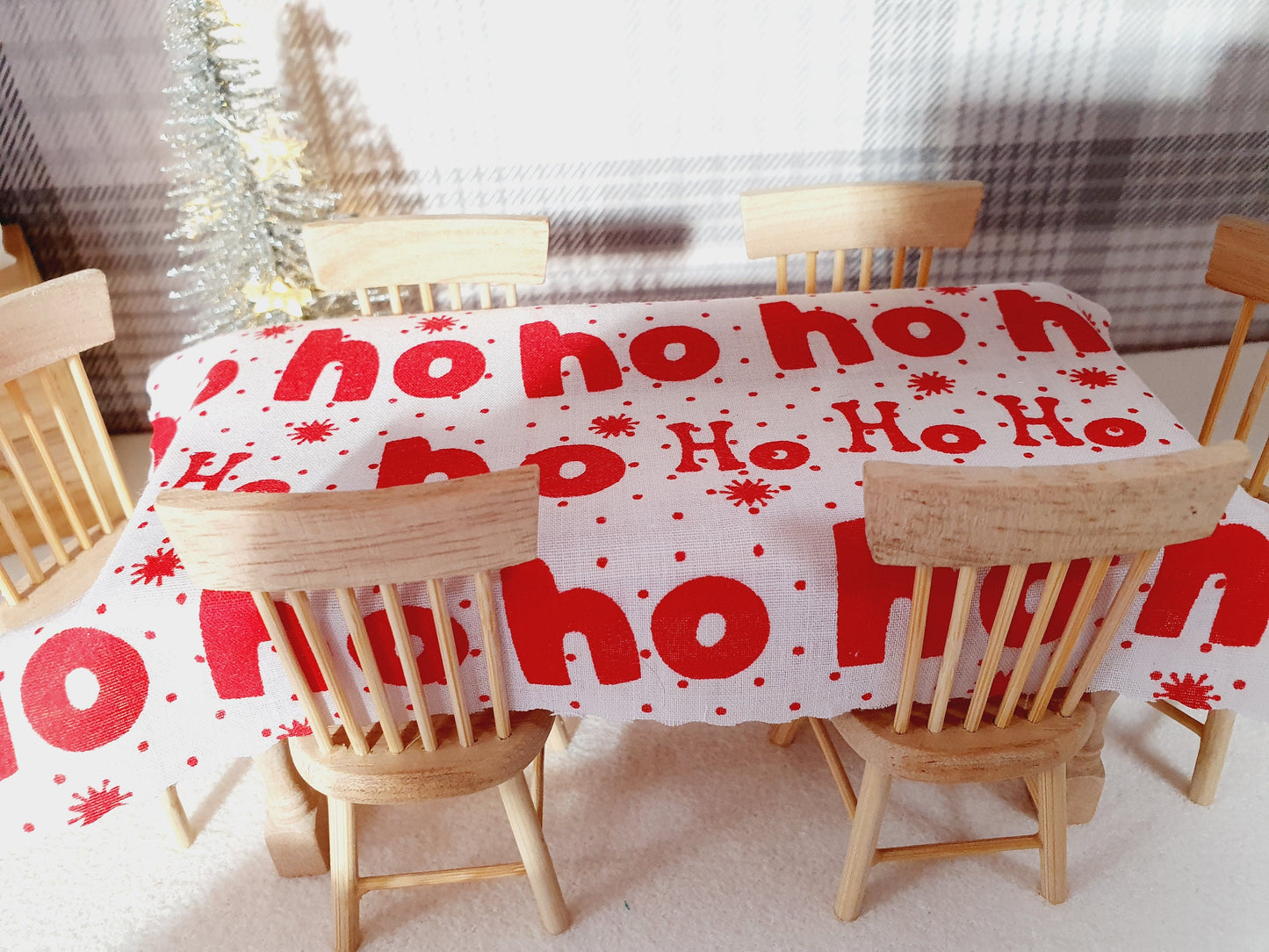 Dolls House Christmas Tablecloth, miniature tablecloth, Christmas Tablecloth, 12th scale