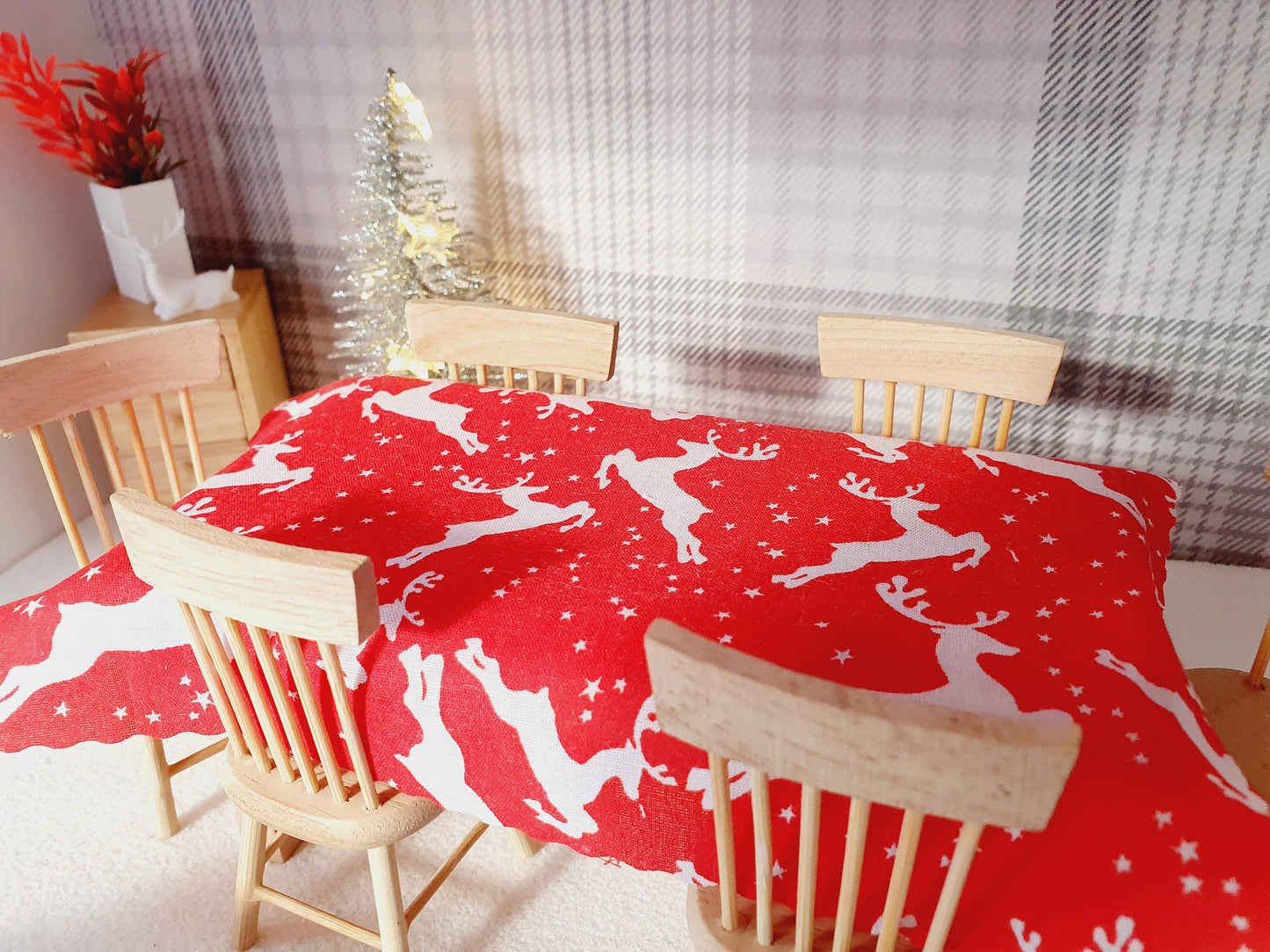 Dolls House Christmas Tablecloth, miniature tablecloth, Christmas Tablecloth, 12th scale