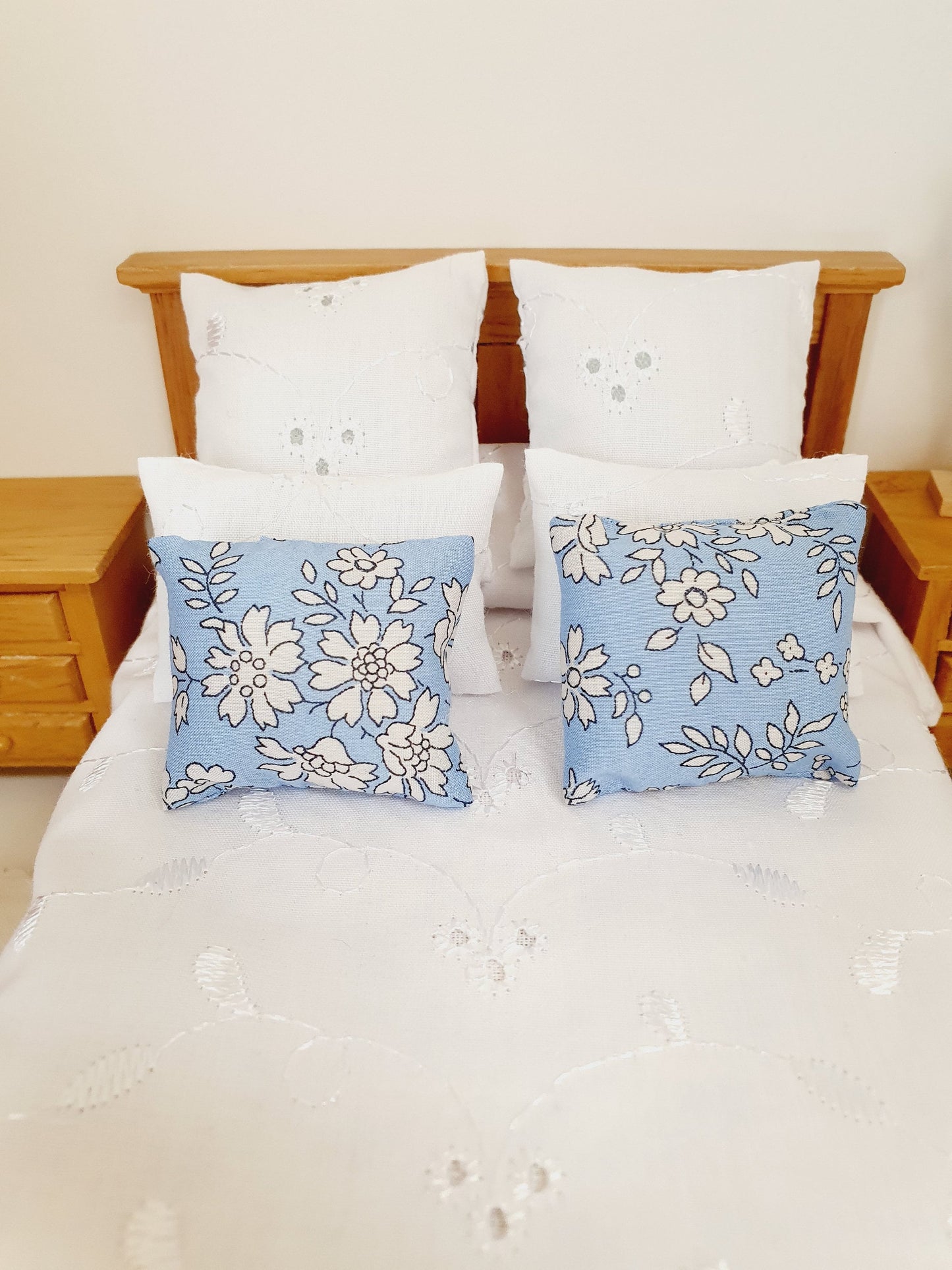 Dolls house 2x Floral Liberty Cushions, Choice of colours , 12th scale cushions, miniature cushions