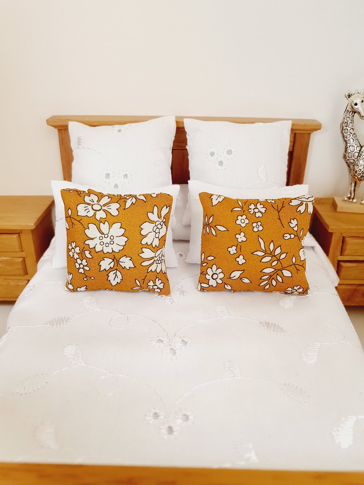Dolls house 2x Floral Liberty Cushions, Choice of colours , 12th scale cushions, miniature cushions