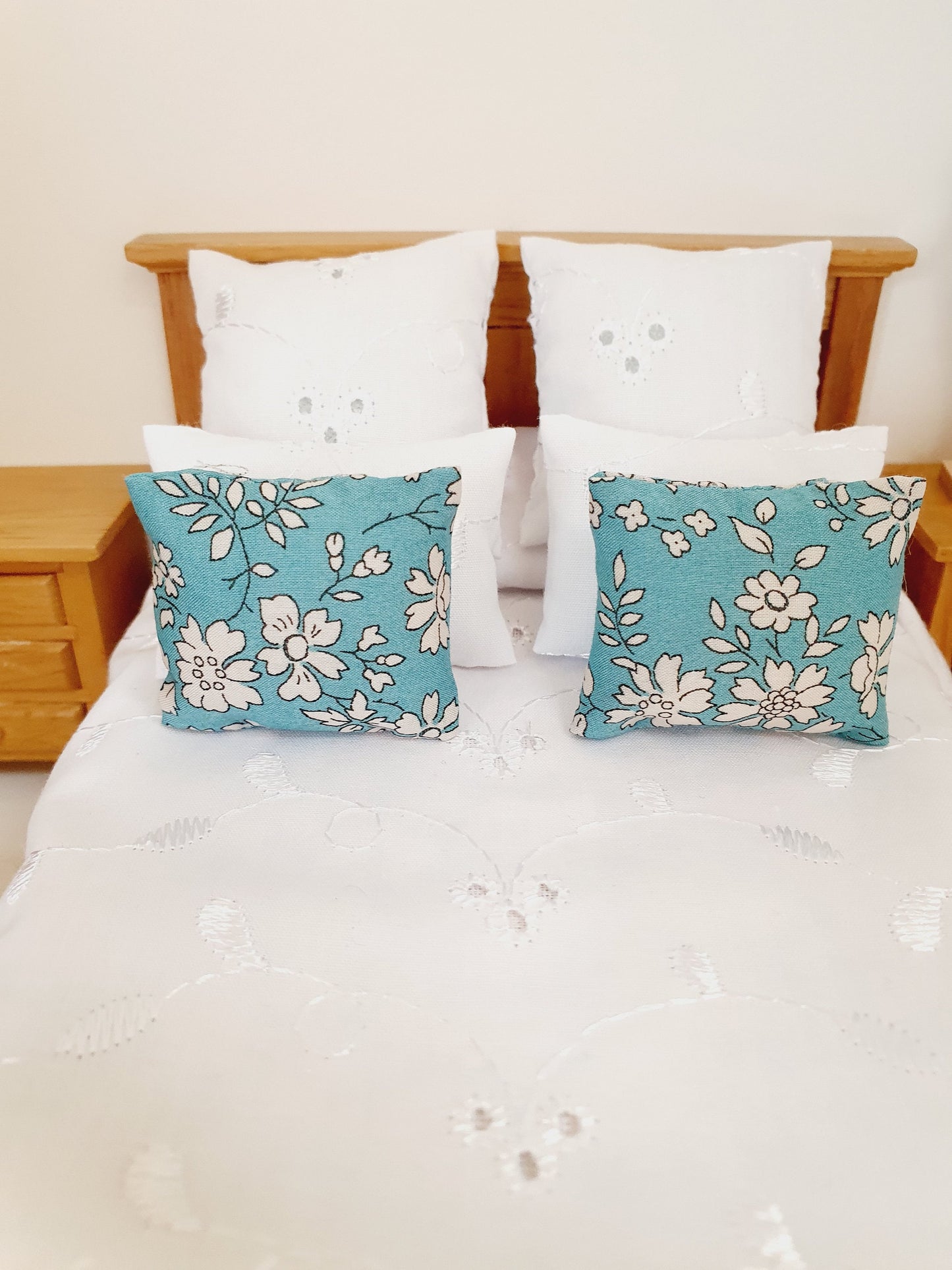 Dolls house 2x Floral Liberty Cushions, Choice of colours , 12th scale cushions, miniature cushions