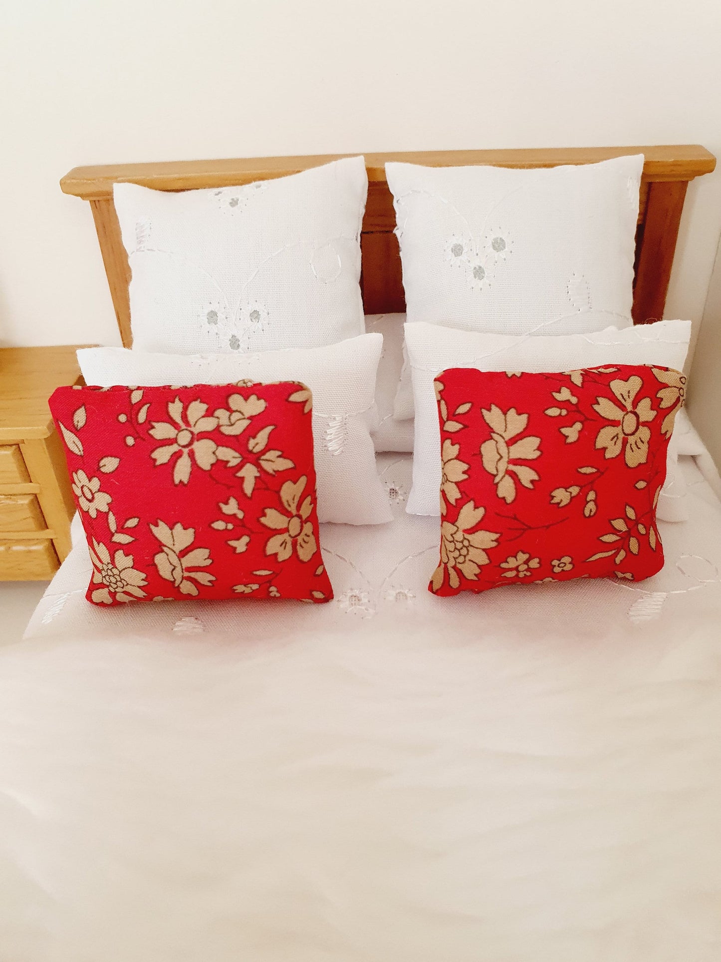 Dolls house 2x Floral Liberty Cushions, Choice of colours , 12th scale cushions, miniature cushions