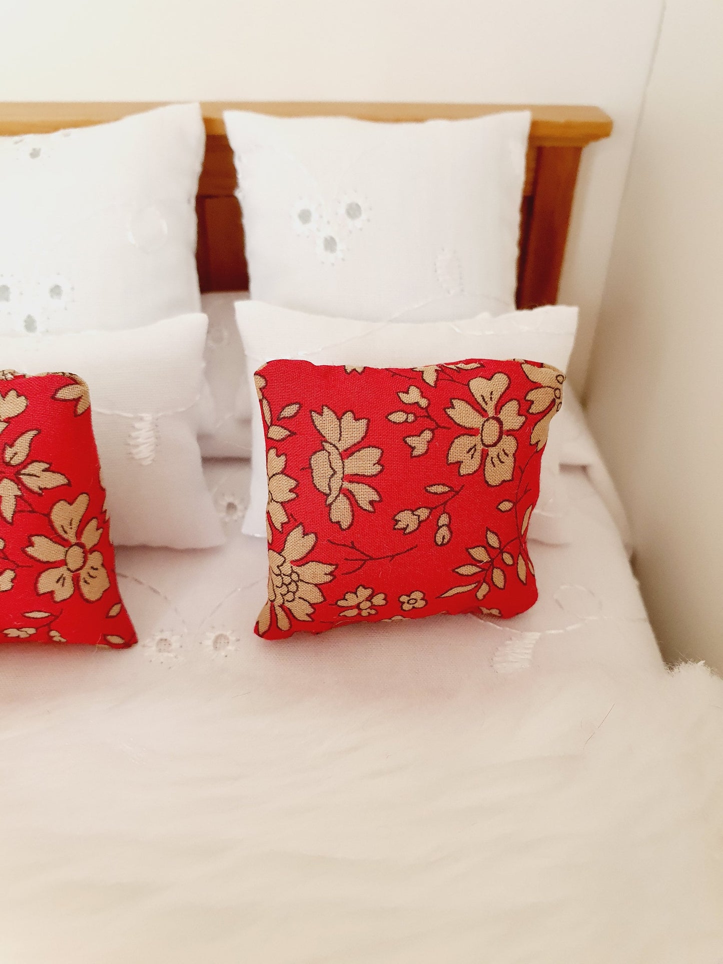Dolls house 2x Floral Liberty Cushions, Choice of colours , 12th scale cushions, miniature cushions