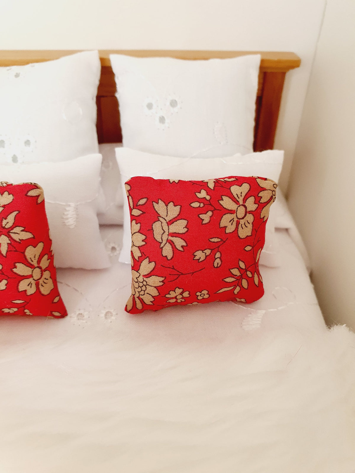 Dolls house 2x Floral Liberty Cushions, Choice of colours , 12th scale cushions, miniature cushions