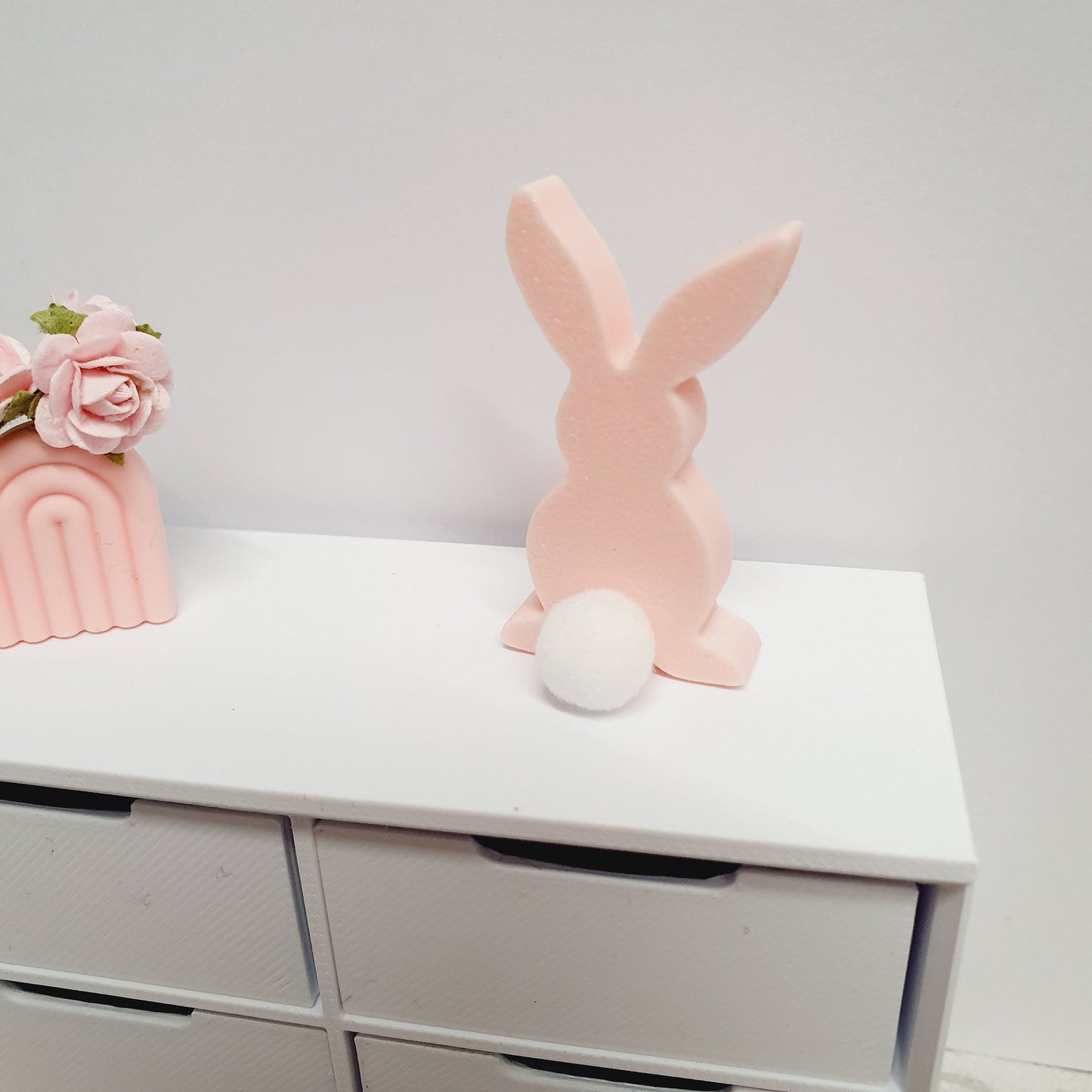 Dolls house Easter Bunny with a pom pom tail, Choice of Colours, 12th Scale Ornament, easter bunny (RAB1)