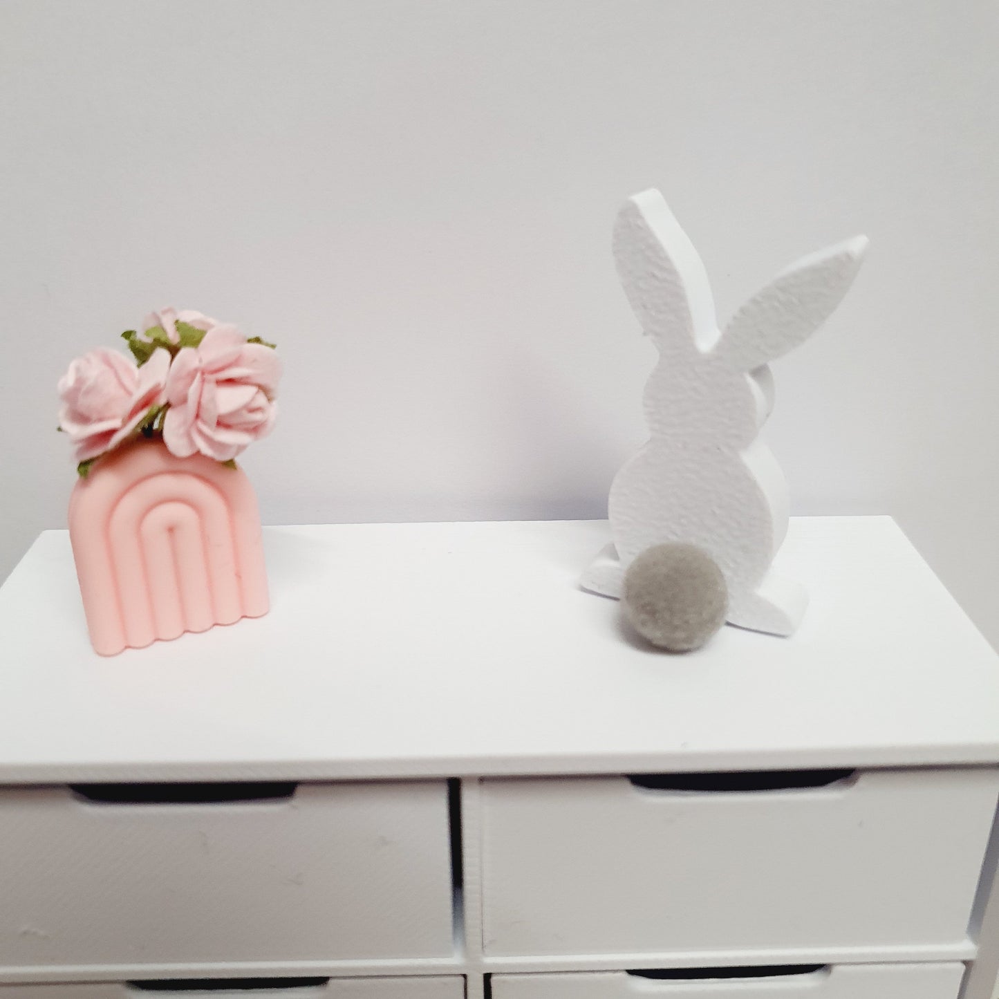 Dolls house Easter Bunny with a pom pom tail, Choice of Colours, 12th Scale Ornament, easter bunny (RAB1)