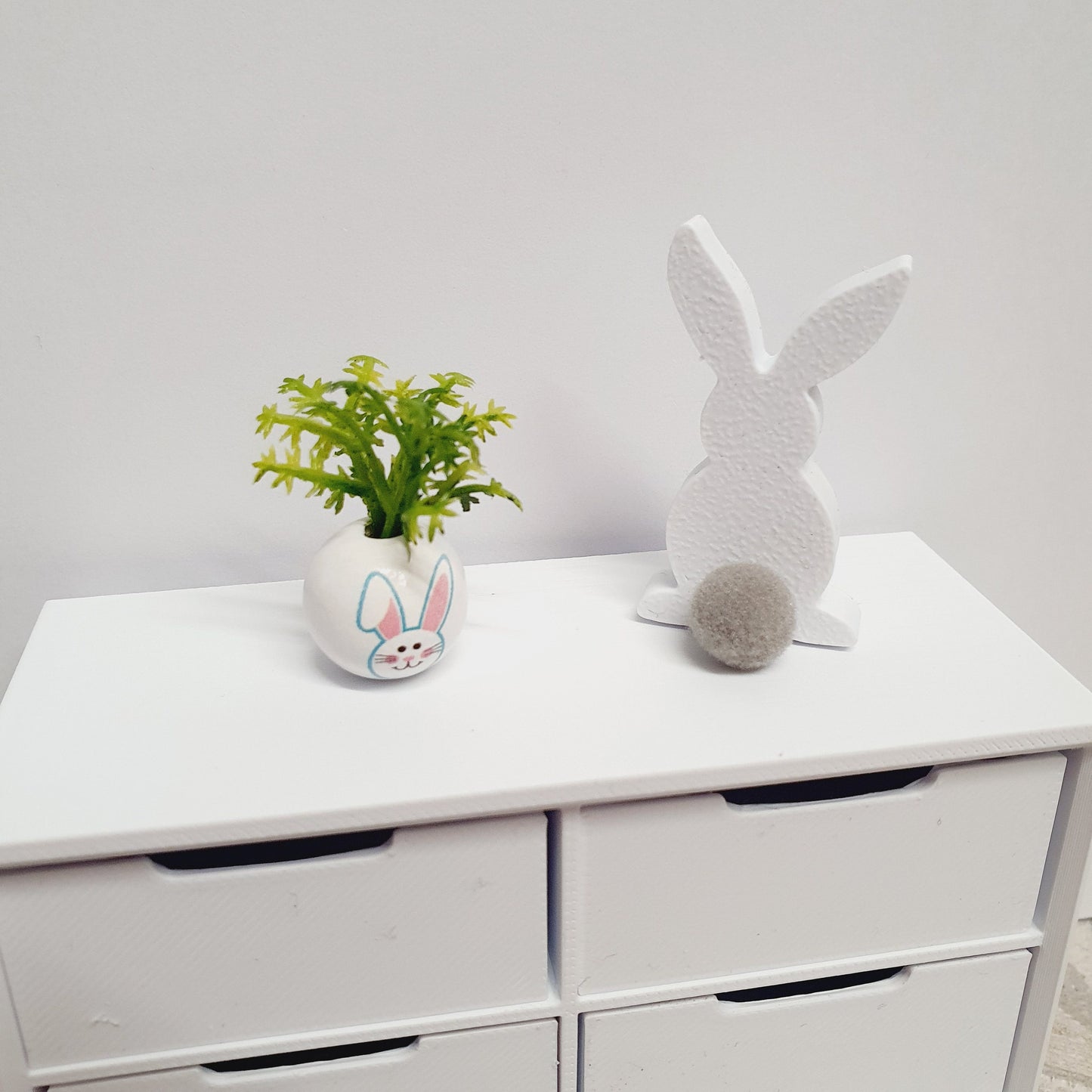 Dolls house Easter Bunny with a pom pom tail, Choice of Colours, 12th Scale Ornament, easter bunny (RAB1)
