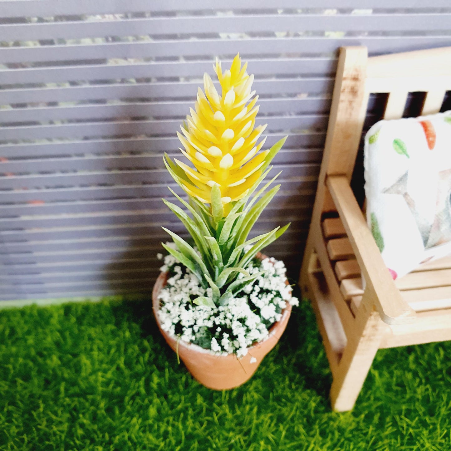 Dolls House Yellow flowers in a Terracotta Pot, Miniature Plant, 12th Scale