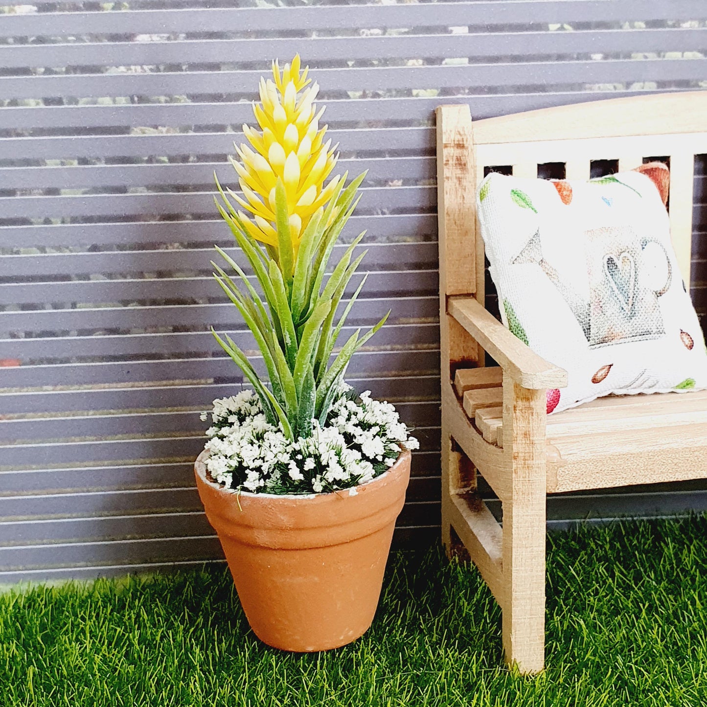 Dolls House Yellow flowers in a Terracotta Pot, Miniature Plant, 12th Scale