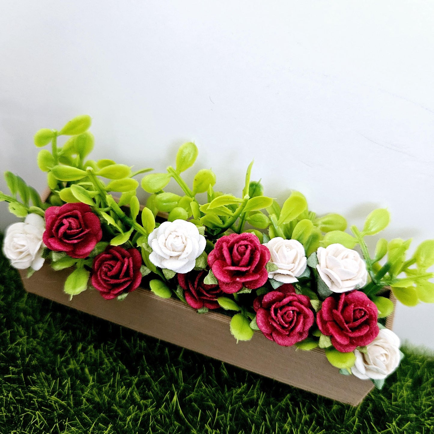 Dolls House Window flower planter/box, 12th scale window box, miniature roses