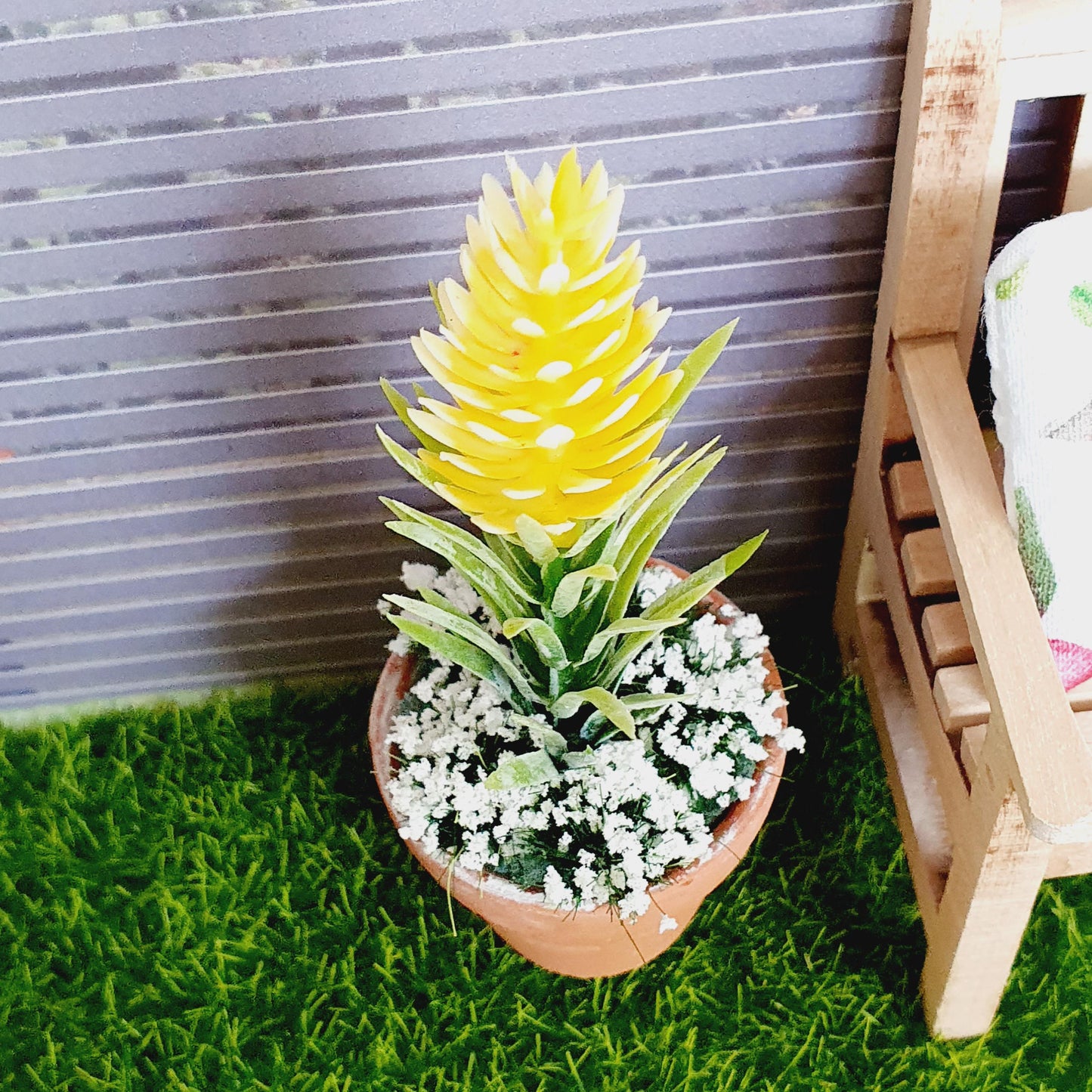 Dolls House Yellow flowers in a Terracotta Pot, Miniature Plant, 12th Scale