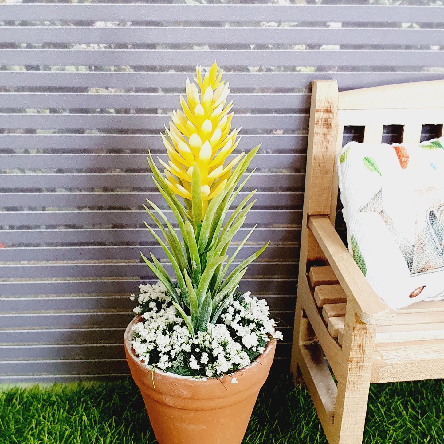 Dolls House Yellow flowers in a Terracotta Pot, Miniature Plant, 12th Scale
