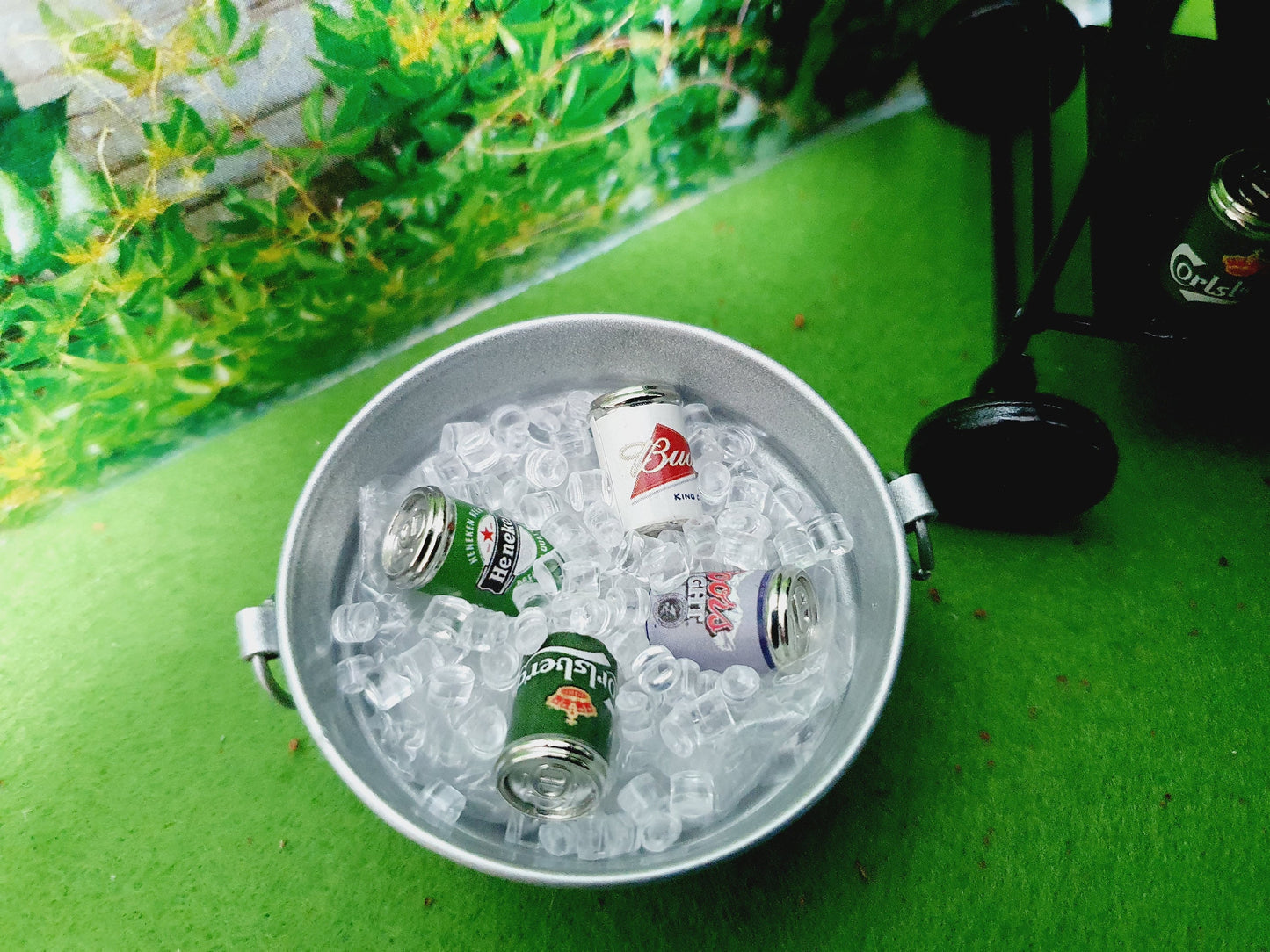 Dolls House Party Drinks Bucket with Ice and Cans, Miniature Drinks Bucket