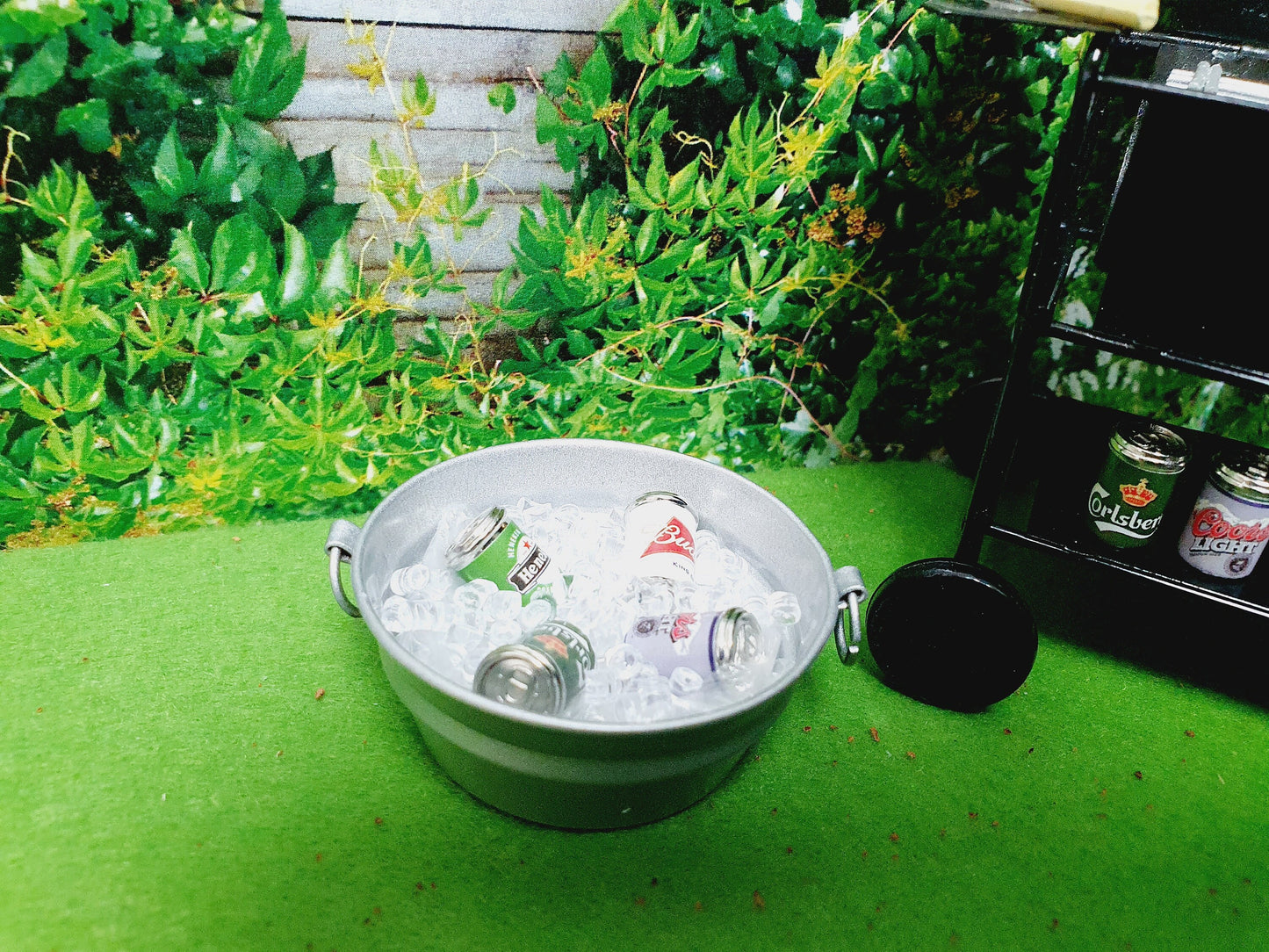 Dolls House Party Drinks Bucket with Ice and Cans, Miniature Drinks Bucket