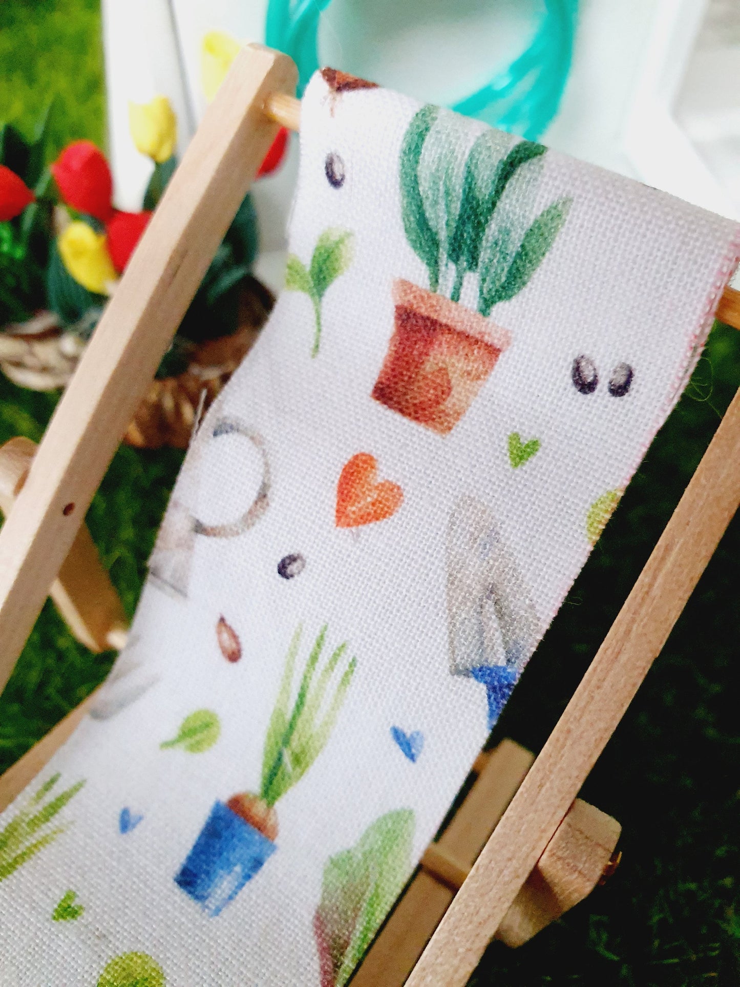 Dolls House Wooden Folding Deck Chair, Miniature, 12th Scale, Choice of Designs