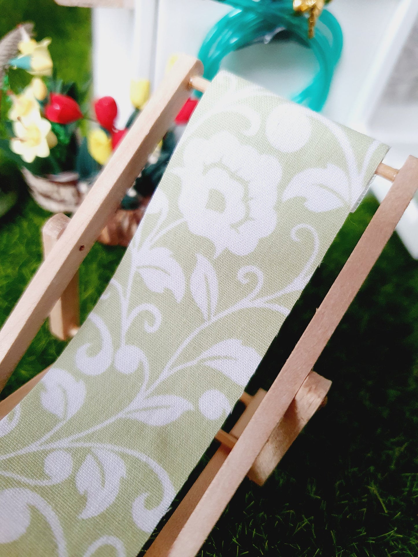 Dolls House Wooden Folding Deck Chair, Miniature, 12th Scale, Choice of Designs