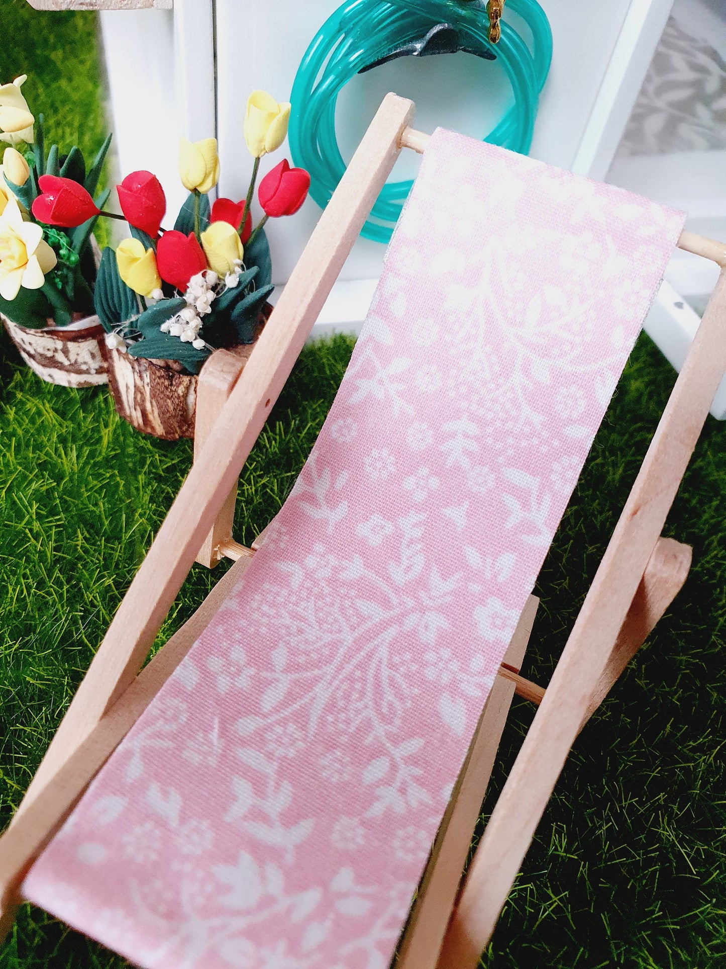 Dolls House Wooden Folding Deck Chair, Miniature, 12th Scale, Choice of Designs