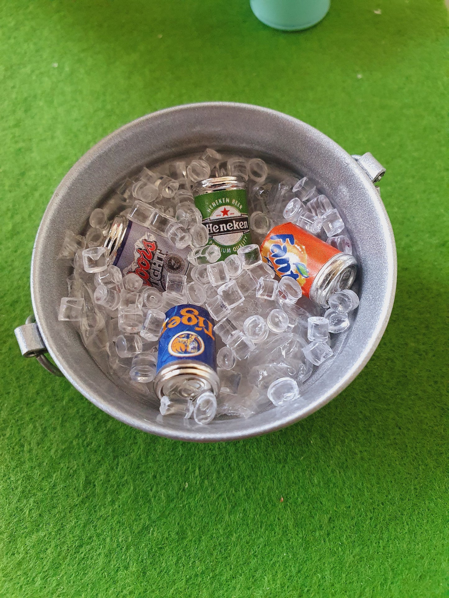 Dolls House Party Drinks Bucket with Ice and Cans, Miniature Drinks Bucket