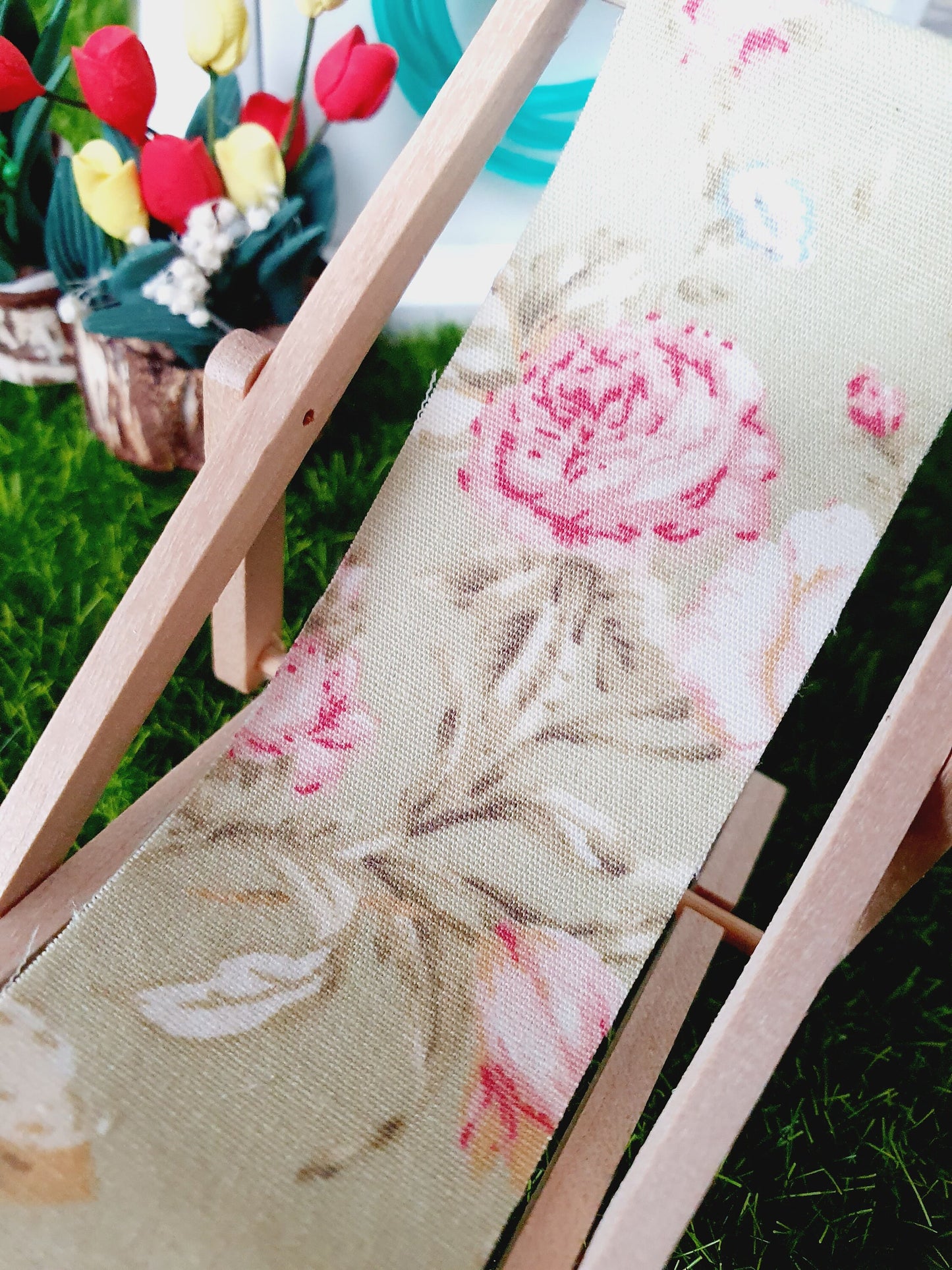 Dolls House Wooden Folding Deck Chair, Miniature, 12th Scale, Choice of Designs