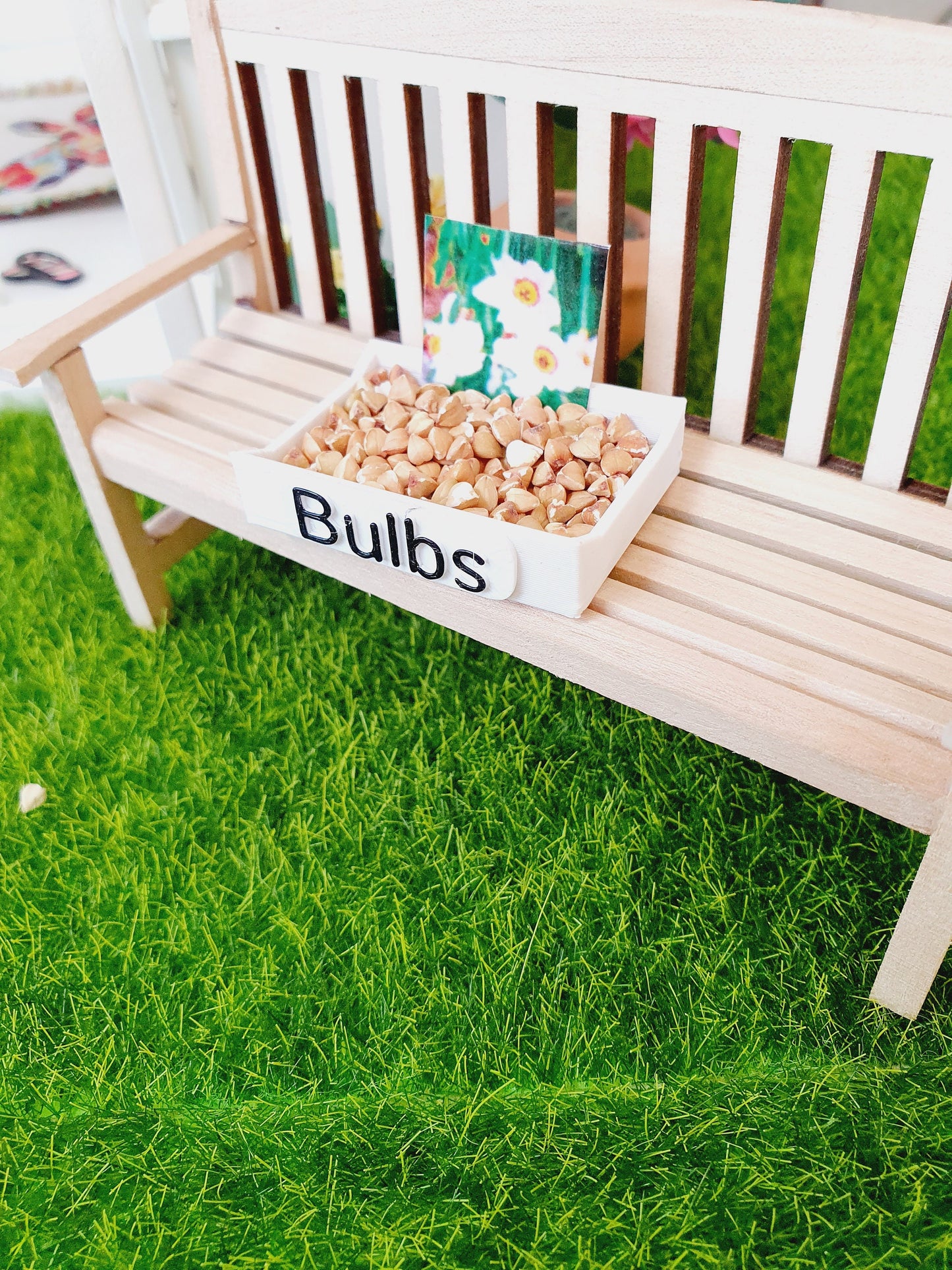 Dolls House Garden Bulb Tray complete with Miniature bulbs, Miniature garden, 12th Scale Garden