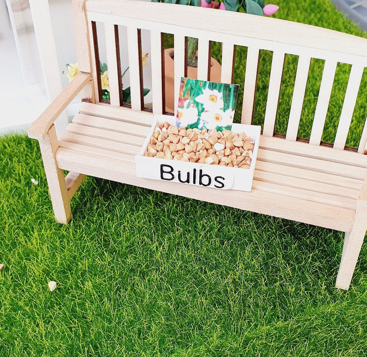 Dolls House Garden Bulb Tray complete with Miniature bulbs, Miniature garden, 12th Scale Garden