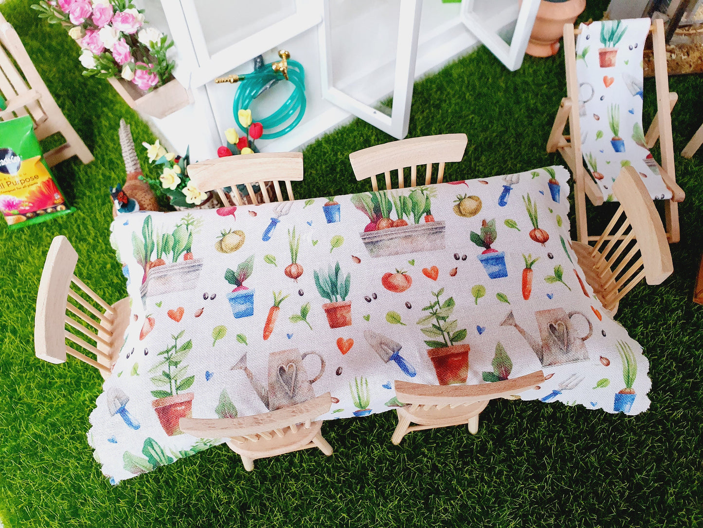 Dolls House Tablecloth, miniature tablecloth, Garden or Kitchen Tablecloth, 12th scale
