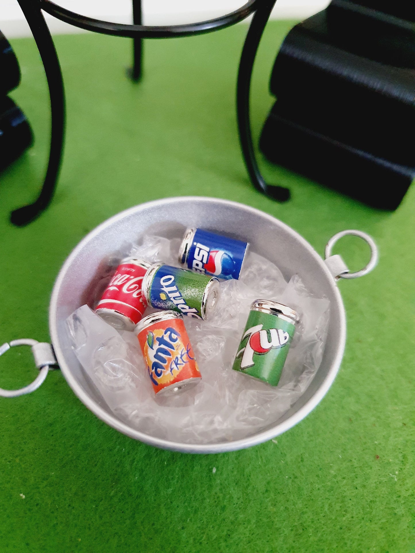 Dolls House Party Soft Drinks Bucket with Ice and Cans, Miniature Drinks Bucket