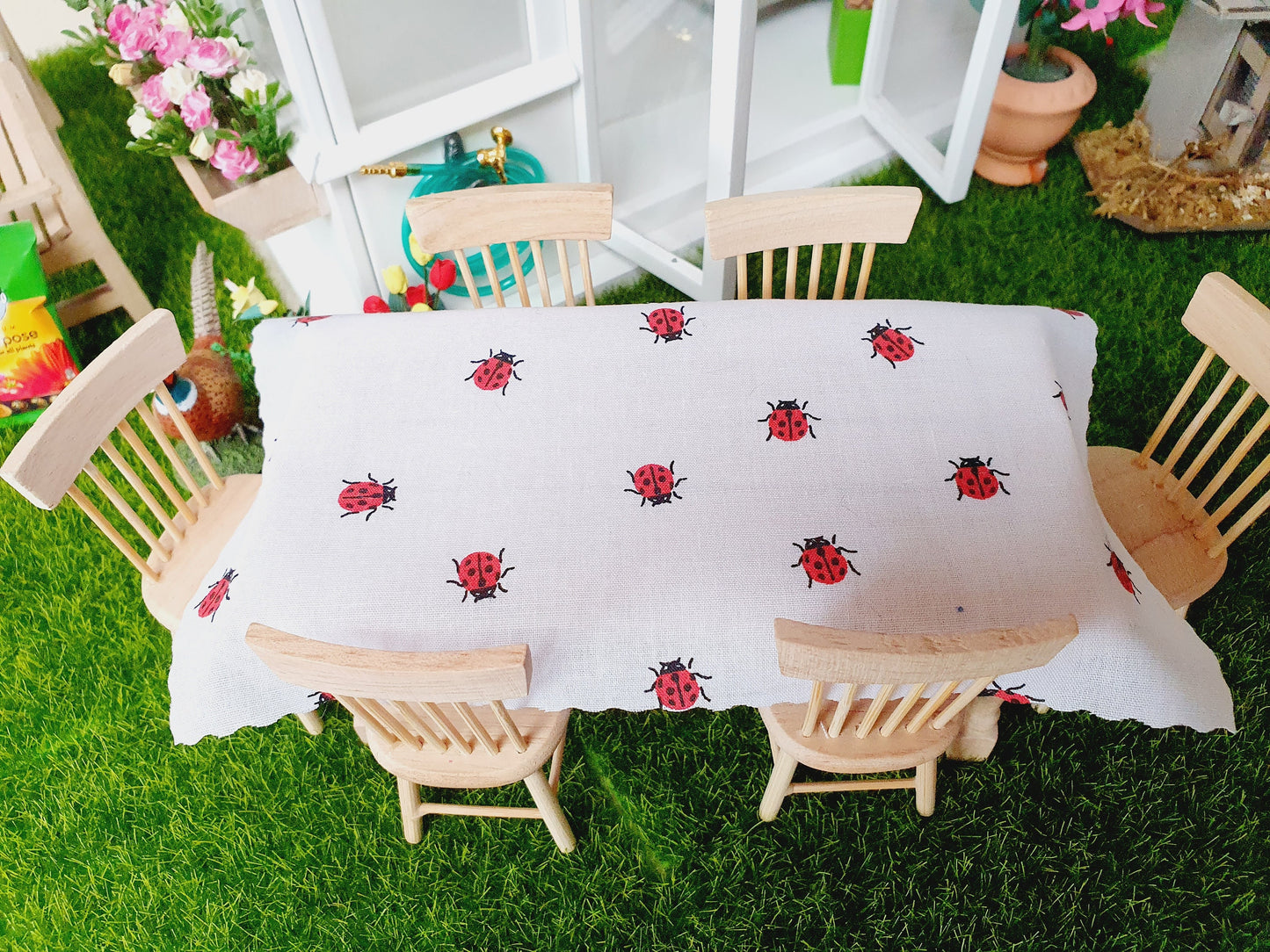 Dolls House Tablecloth, miniature tablecloth, Garden or Kitchen Tablecloth, 12th scale