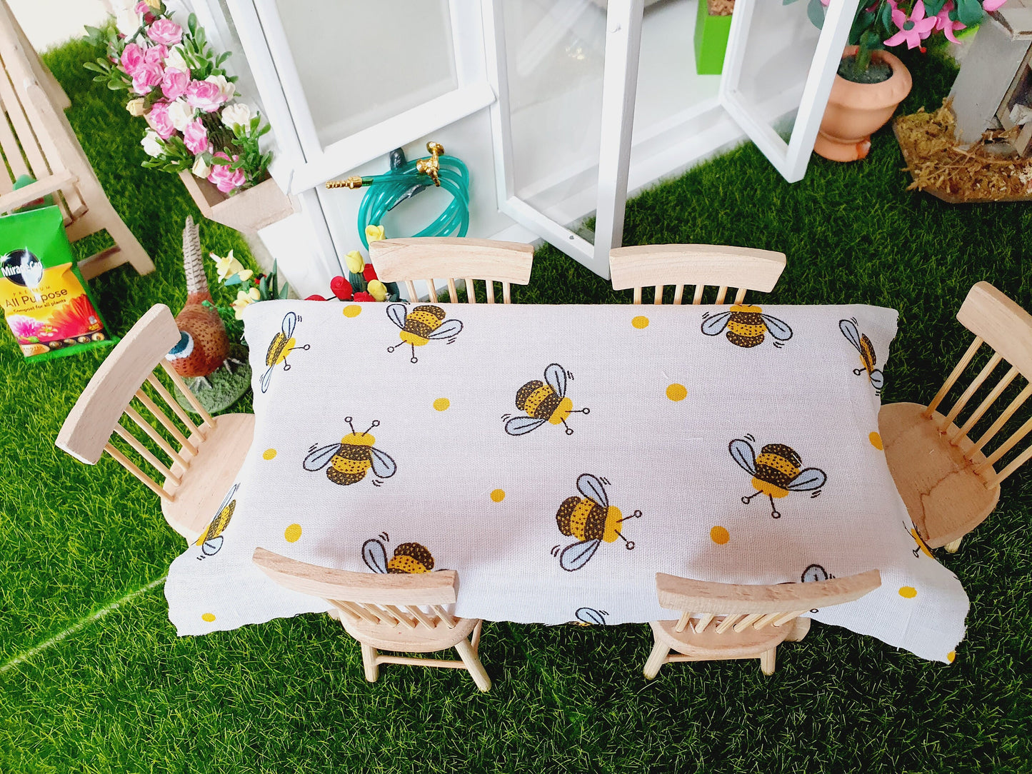 Dolls House Tablecloth, miniature tablecloth, Garden or Kitchen Tablecloth, 12th scale