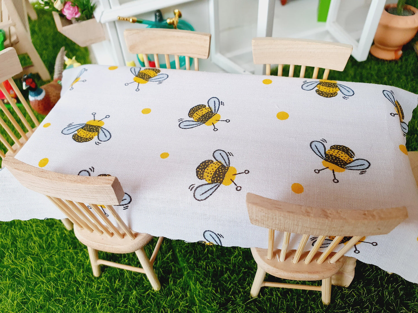 Dolls House Tablecloth, miniature tablecloth, Garden or Kitchen Tablecloth, 12th scale
