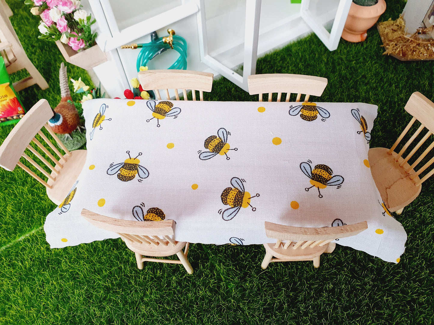 Dolls House Tablecloth, miniature tablecloth, Garden or Kitchen Tablecloth, 12th scale