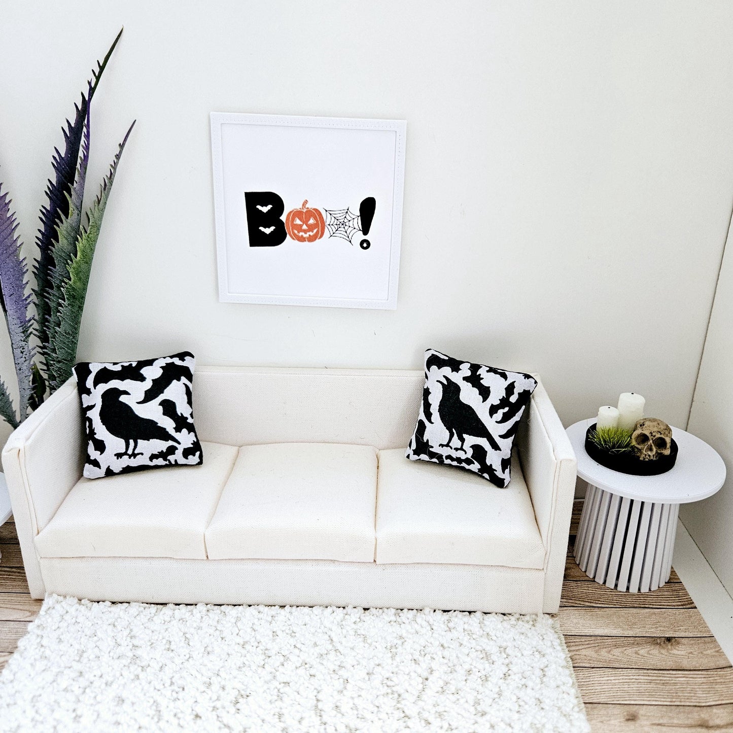 Dolls House Modern Framed Wall Art, Halloween Boo! print, 12th scale, miniature wall picture for any room