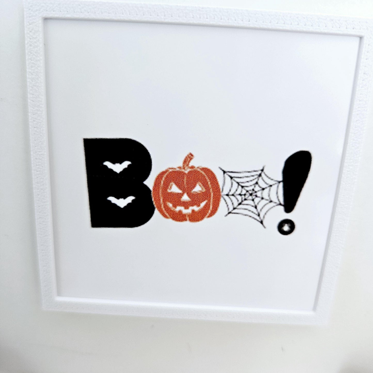 Dolls House Modern Framed Wall Art, Halloween Boo! print, 12th scale, miniature wall picture for any room