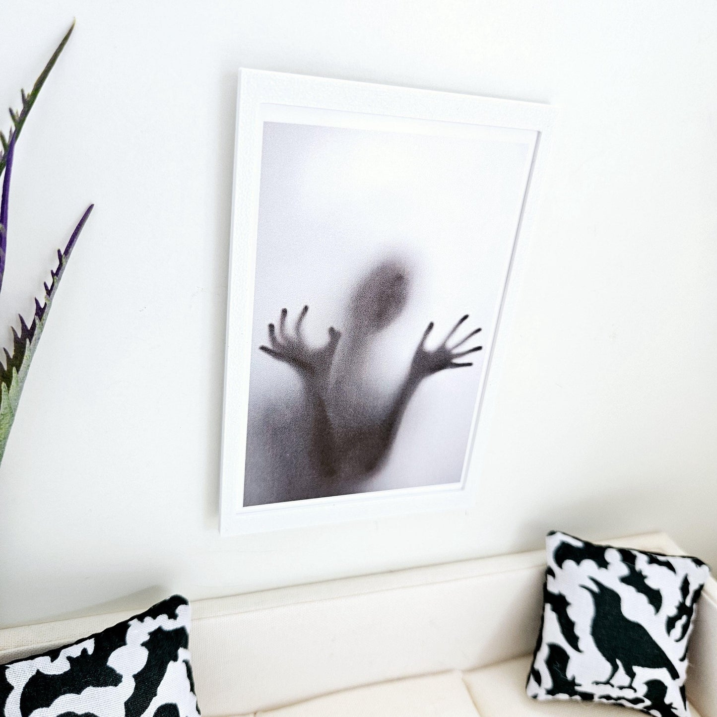 Dolls House Modern Framed Wall Art, Halloween spooky print, 12th scale, miniature wall picture for any room