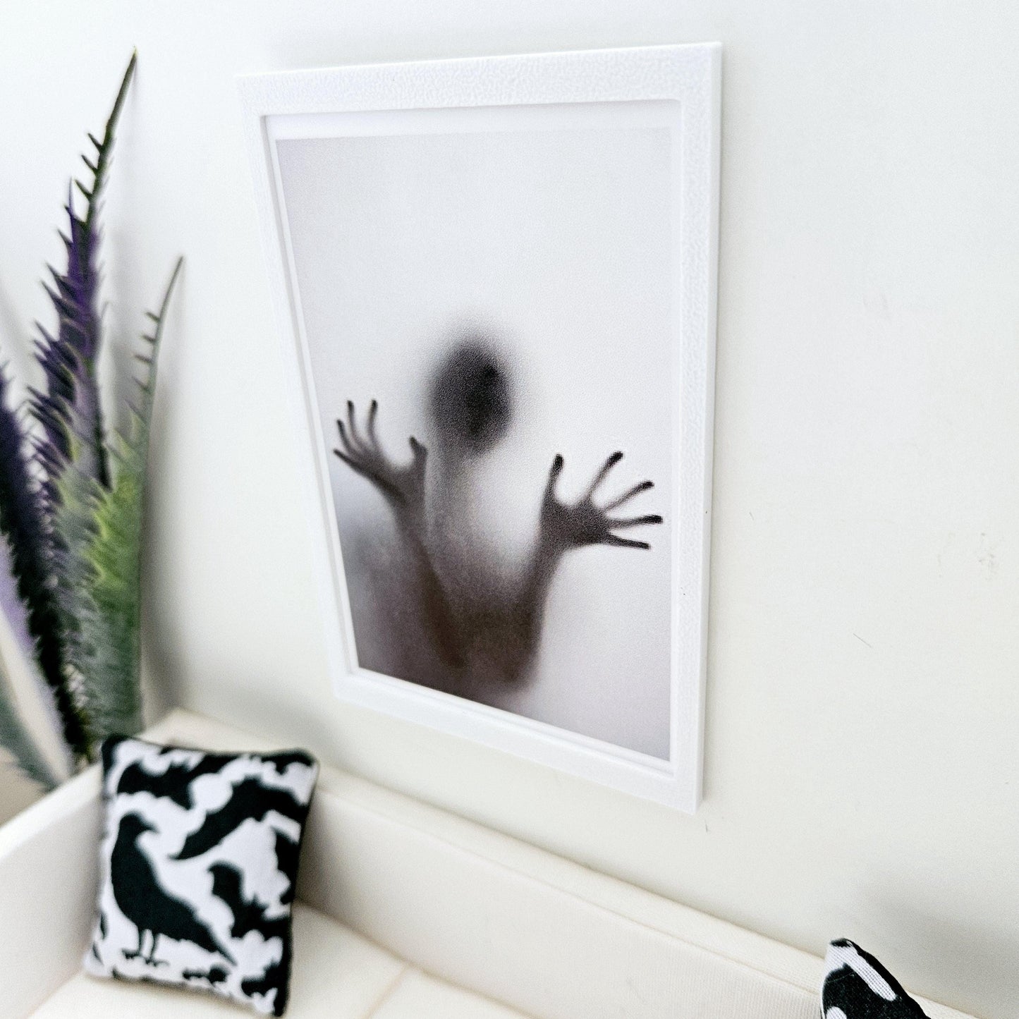 Dolls House Modern Framed Wall Art, Halloween spooky print, 12th scale, miniature wall picture for any room