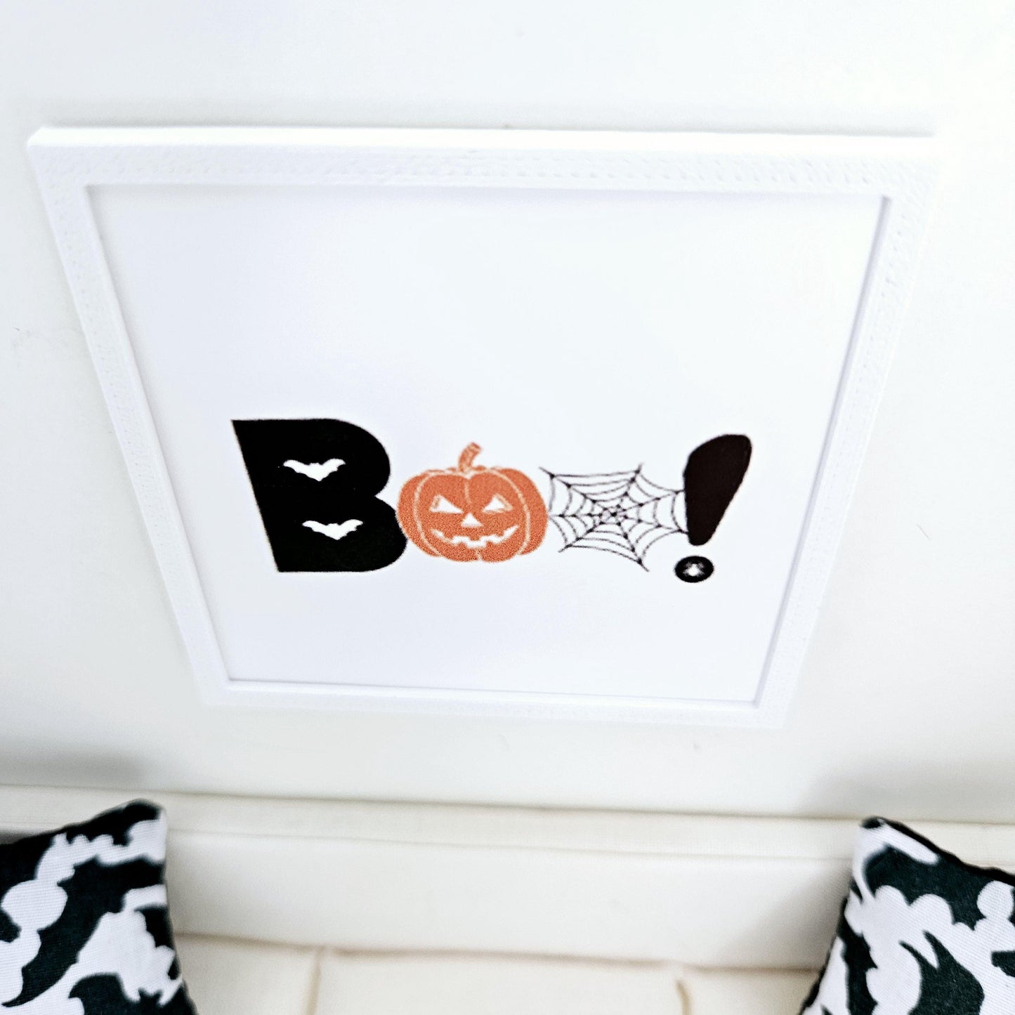 Dolls House Modern Framed Wall Art, Halloween Boo! print, 12th scale, miniature wall picture for any room