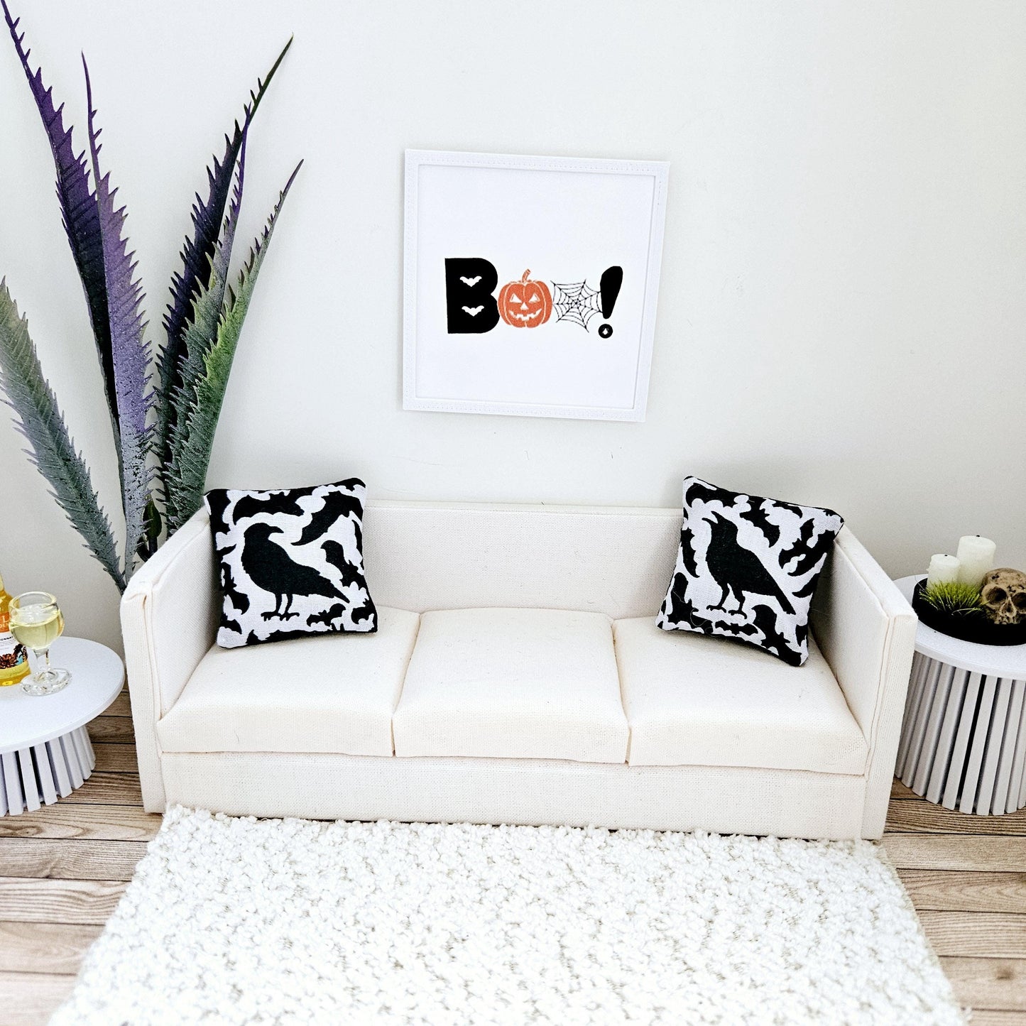 Dolls House Modern Framed Wall Art, Halloween Boo! print, 12th scale, miniature wall picture for any room