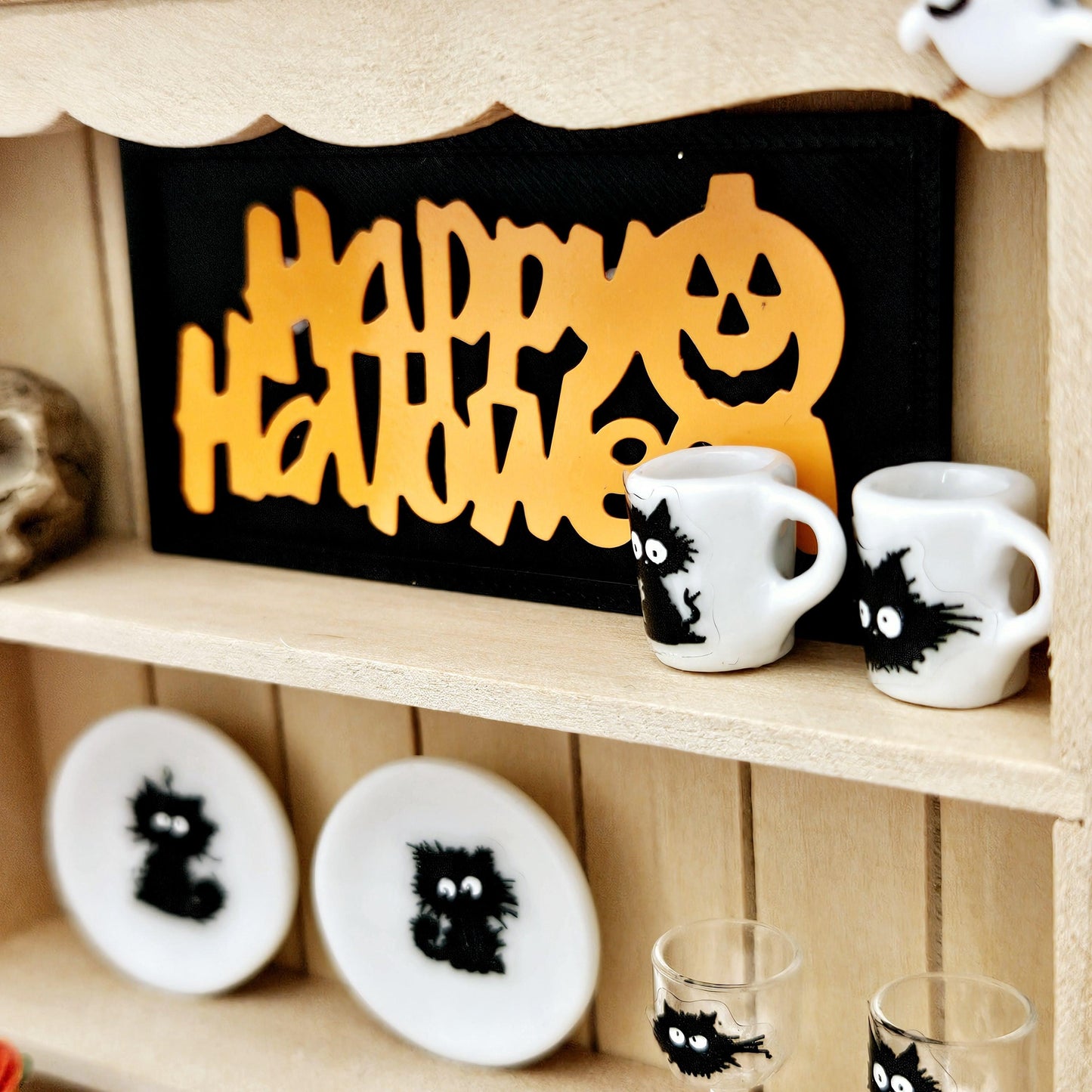 Dolls House Halloween Wooden Dresser with 3 opening drawers and accessories, 1:12th Scale, Miniature Halloween Dresser
