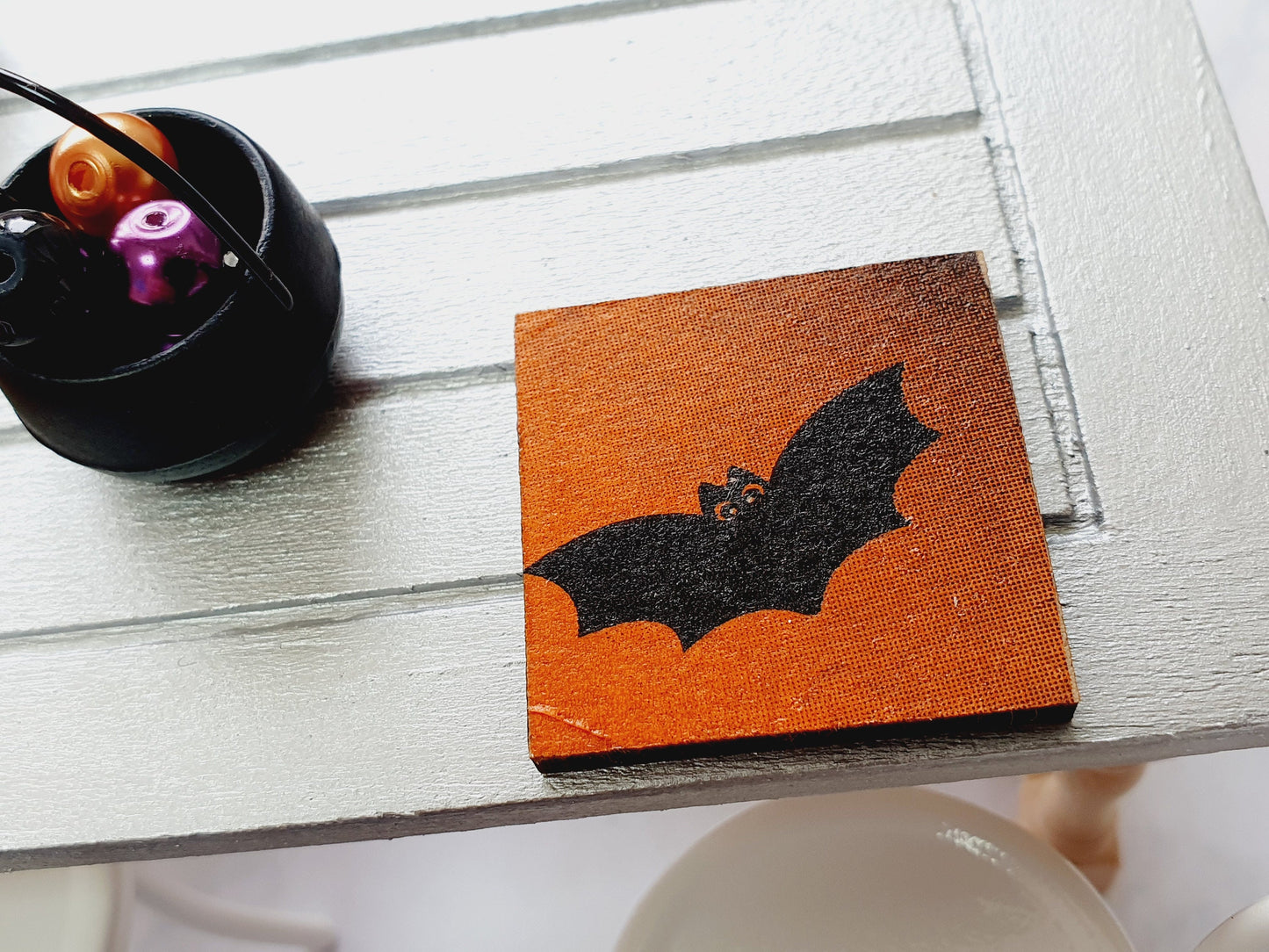 Dolls House Halloween wooden place mats, Set of 4, 1:12th Scale, Dollhouse Place Mats, Miniature