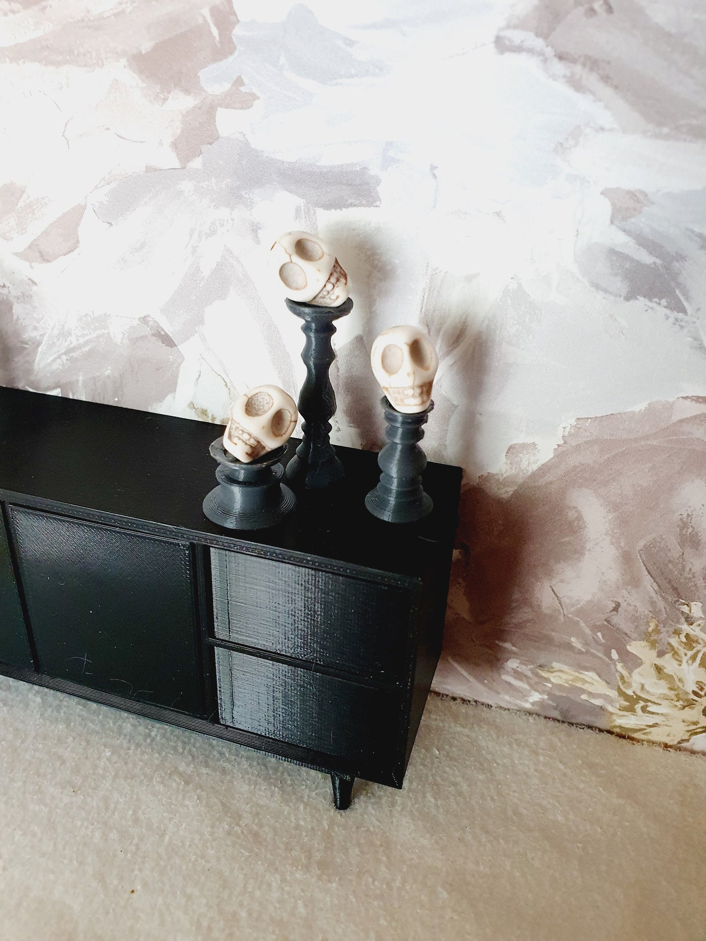Dolls House Halloween Candles Set of 3 with Skulls looking different ways, Miniature Candles, 12th Scale Candles, Skulls, Choice of Colours
