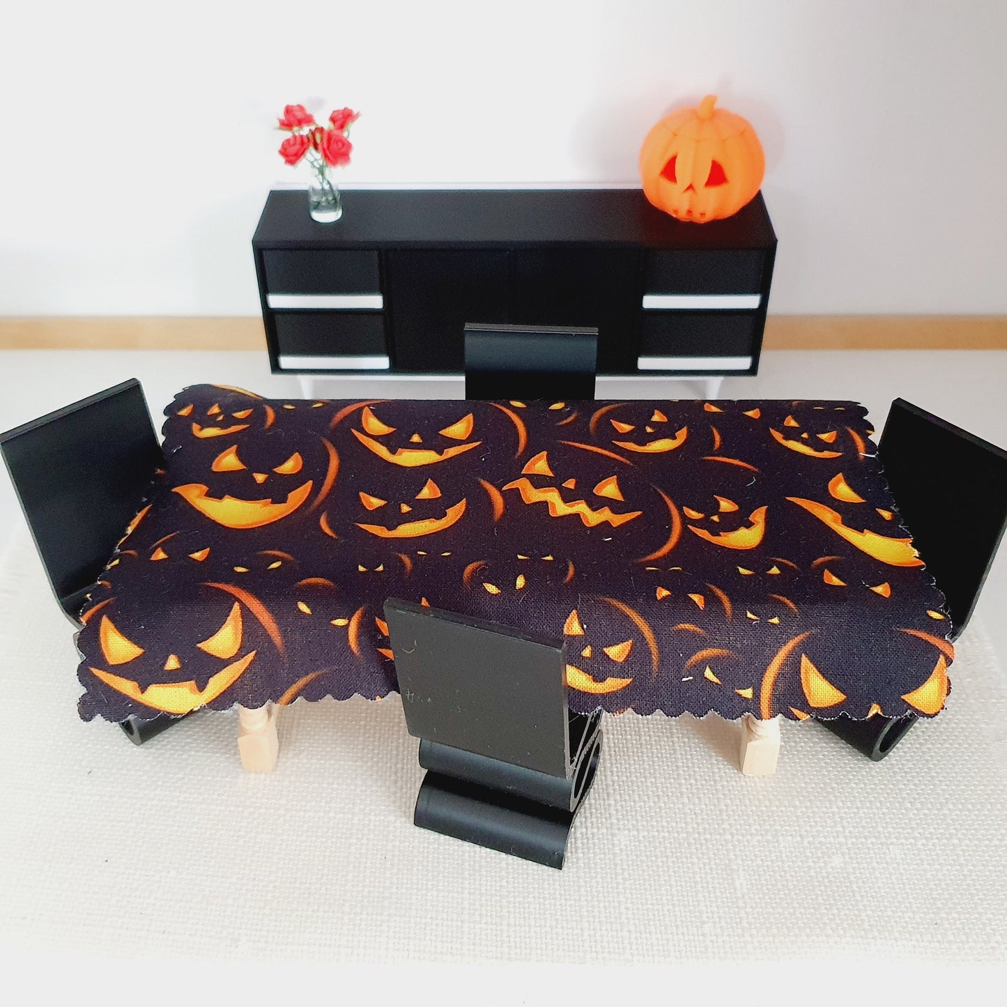 Dolls House Halloween Tablecloth, miniature tablecloth, Halloween Tablecloth, 12th scale