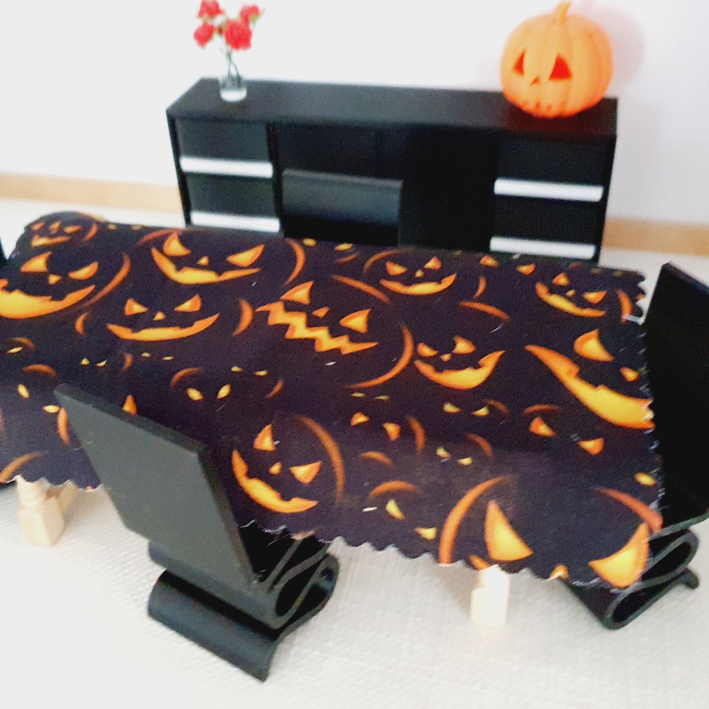 Dolls House Halloween Tablecloth, miniature tablecloth, Halloween Tablecloth, 12th scale