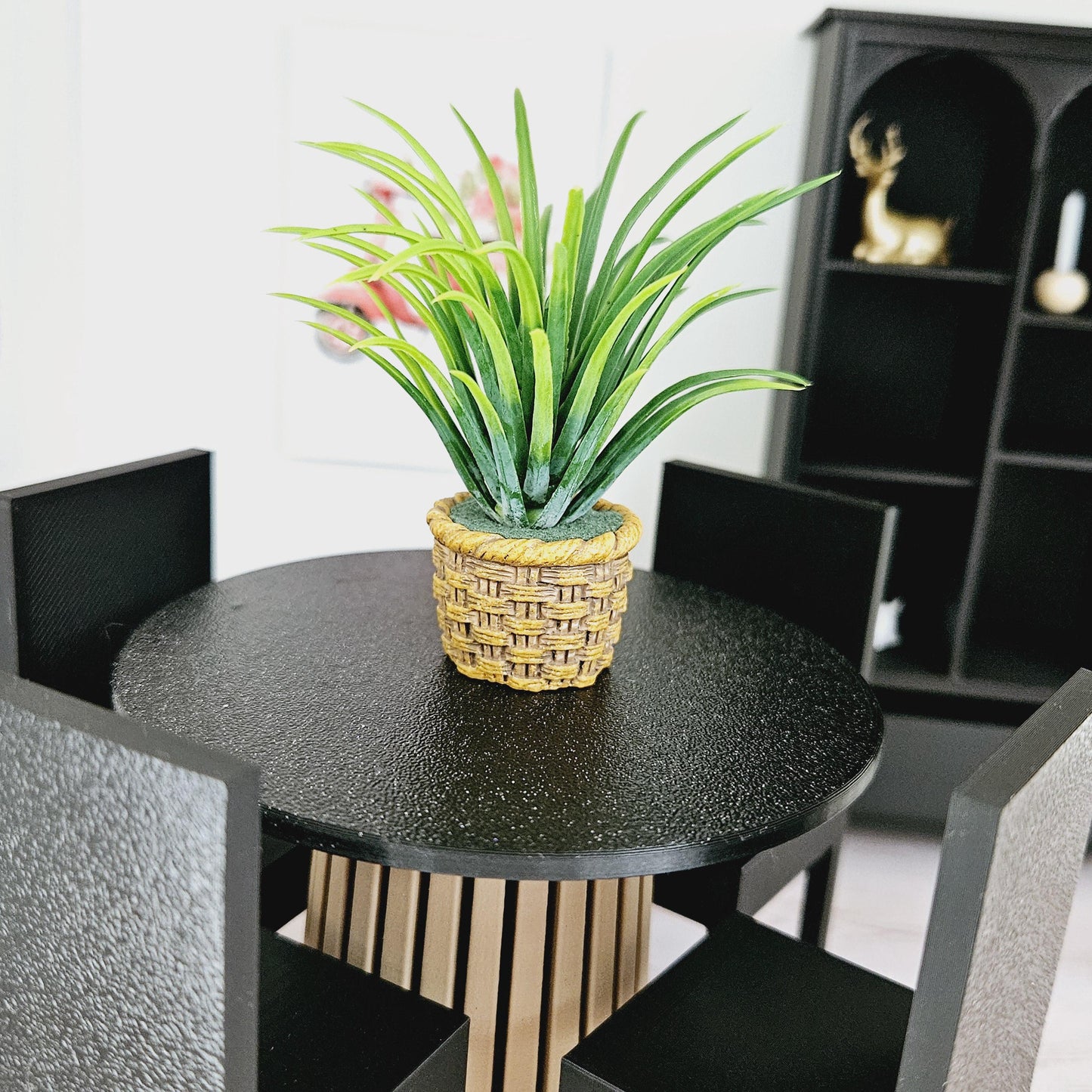 Dolls House Plant Pot with Green Plant 1:12th Scale, Miniature